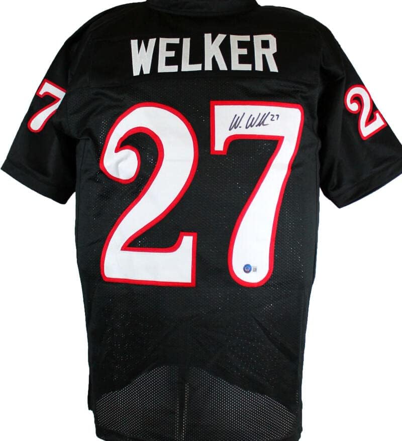 Wes Welker Autographed Black College Style Jersey-Beckett W Hologram *Black - Image 7
