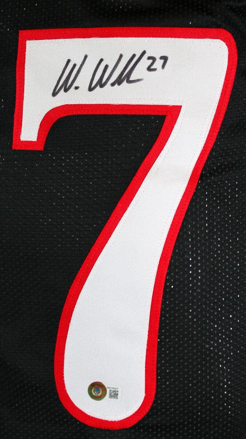 Wes Welker Autographed Black College Style Jersey-Beckett W Hologram *Black - Image 8