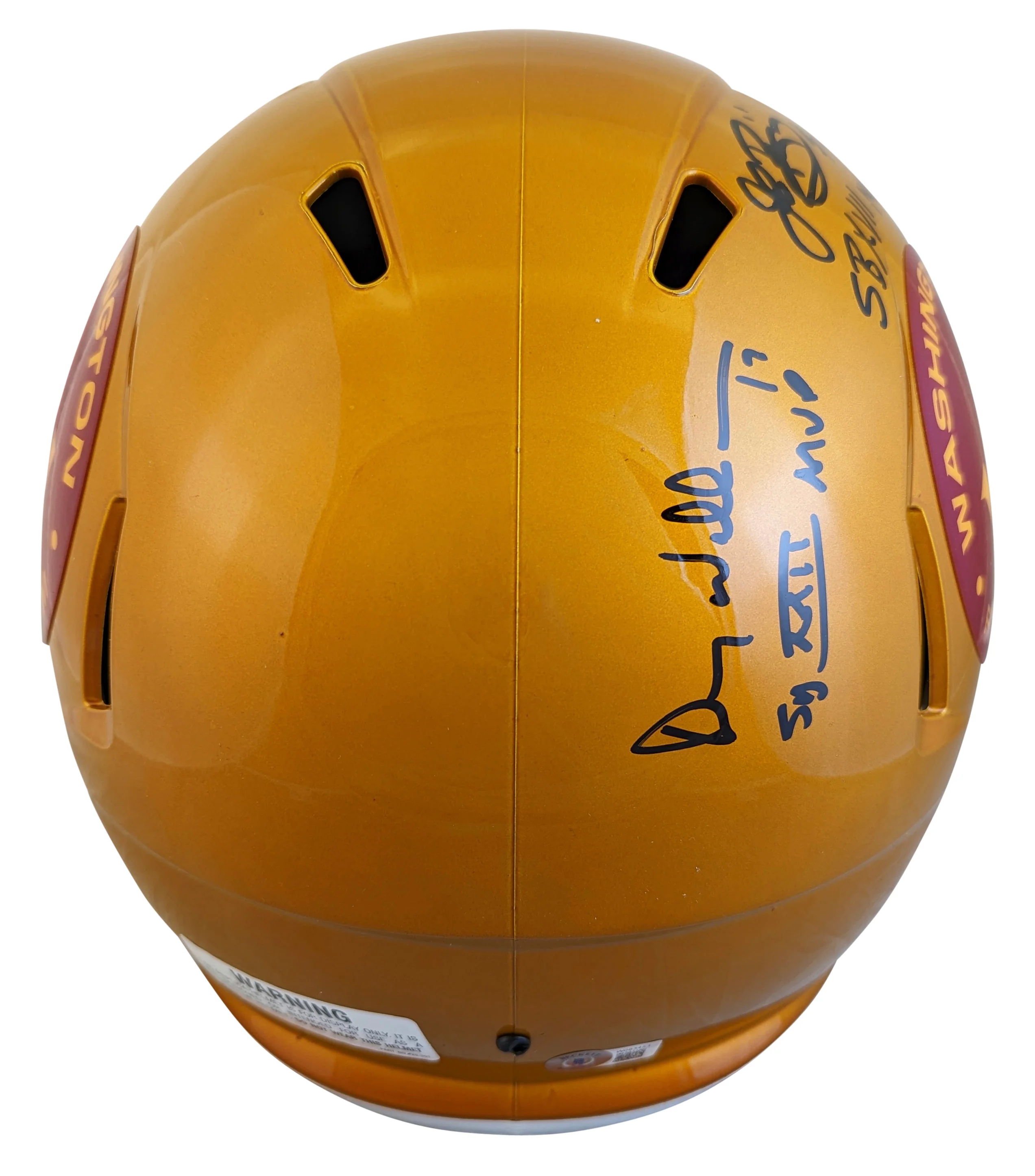 WFT SB MVPs Williams, Rypien & Riggins Signed Flash F/S Speed Rep Helmet BAS Wit - Image 3
