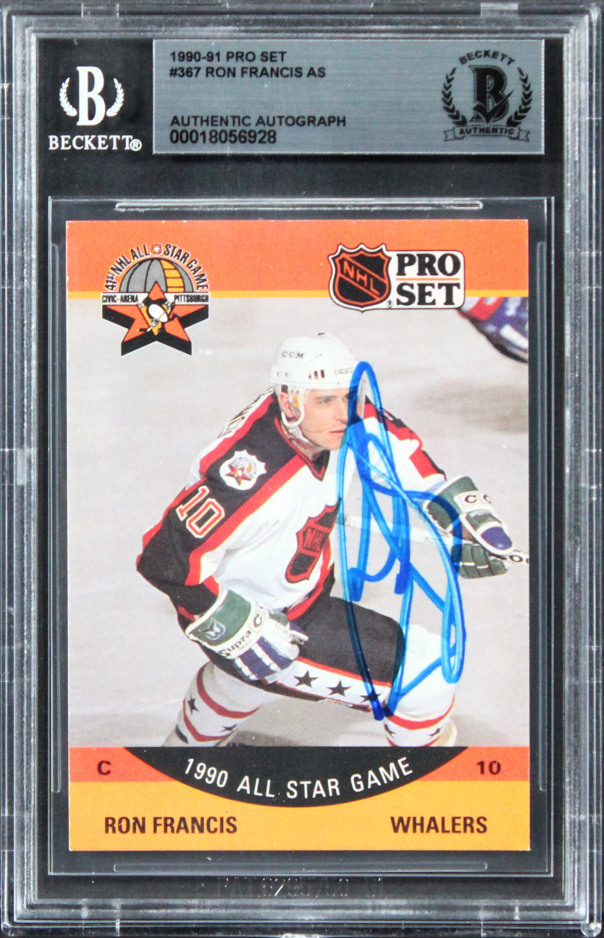 Whalers Ron Francis Authentic Signed 1990 Pro Set #367 Card BAS Slabbed - Image 2