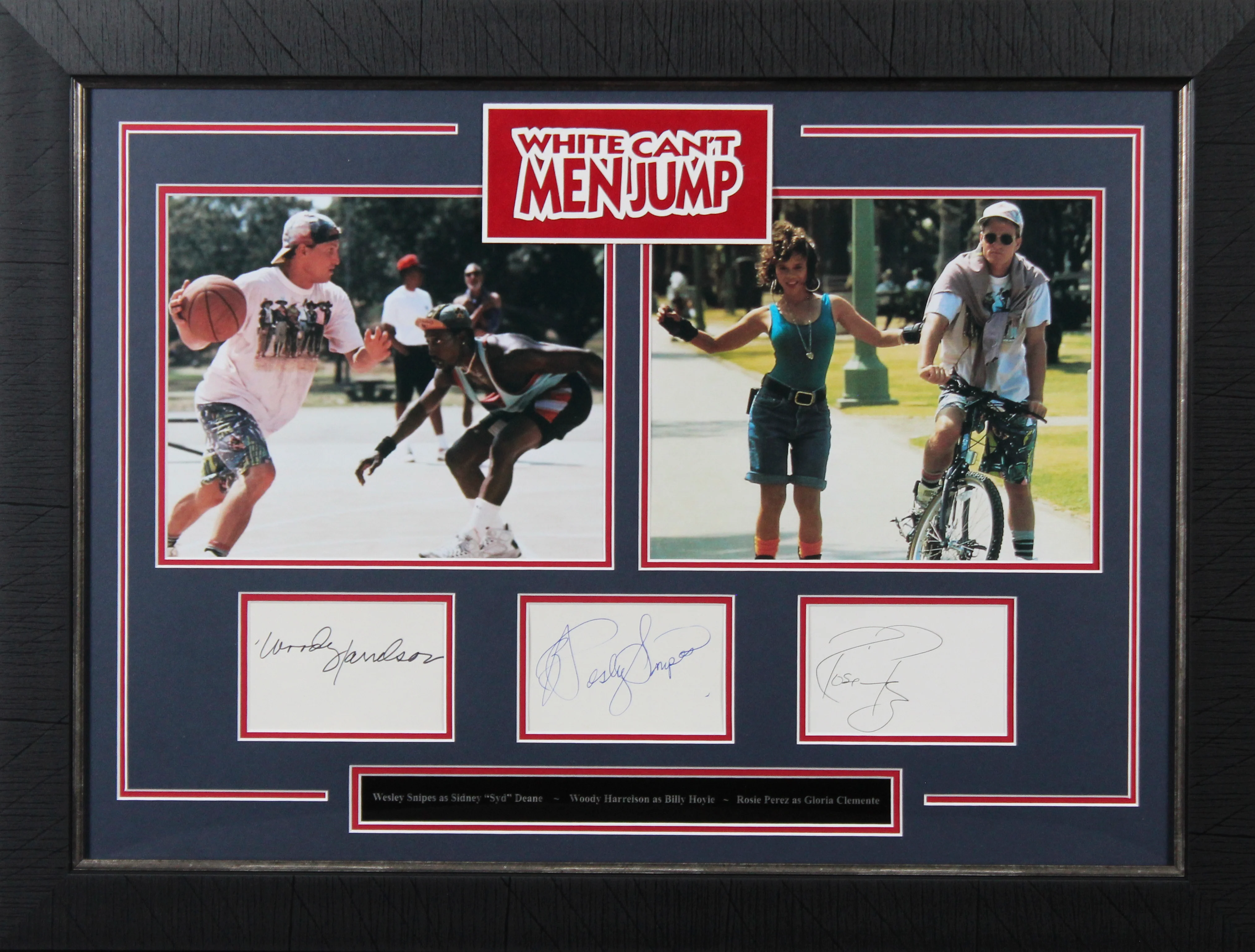 White Men Can't Jump (3) Snipes, Harrelson & Perez Signed 3x5 Framed Display BAS - Image 2