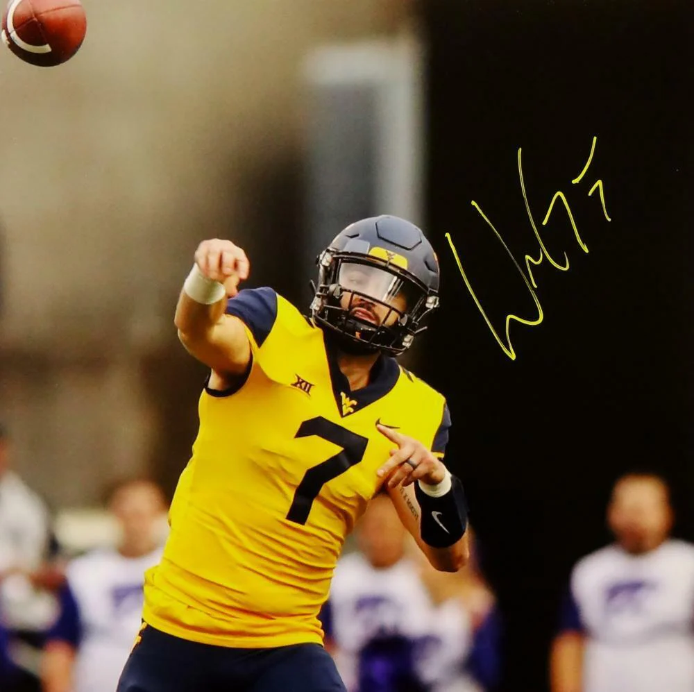 Will Grier Signed W. Virginia 16x20 Throwing in Yellow PF Photo- JSA W *Yellow - Image 2