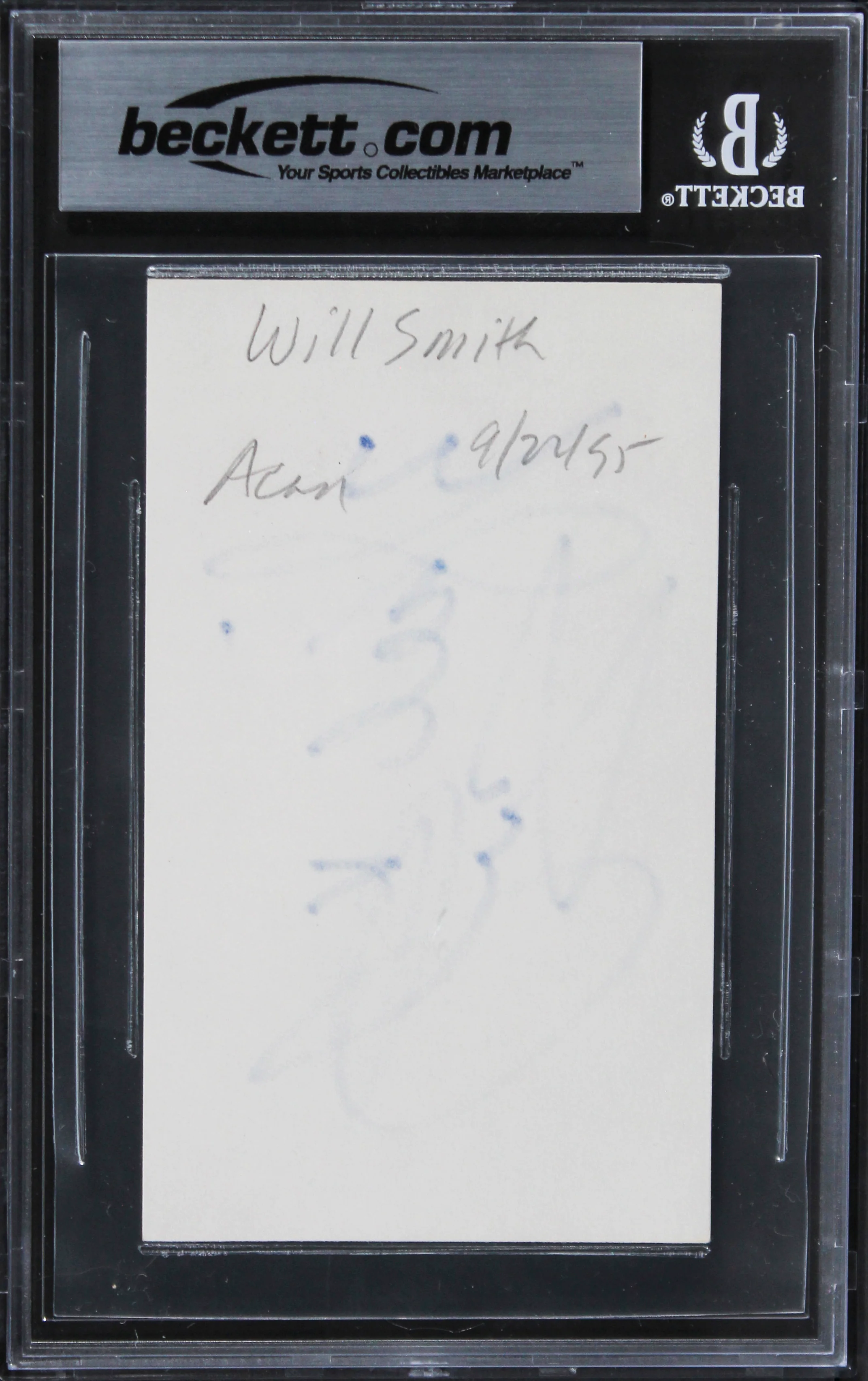 Will Smith Fresh Prince of Bel-Air Authentic Signed 3x5 Index Card BAS Slabbed - Image 3