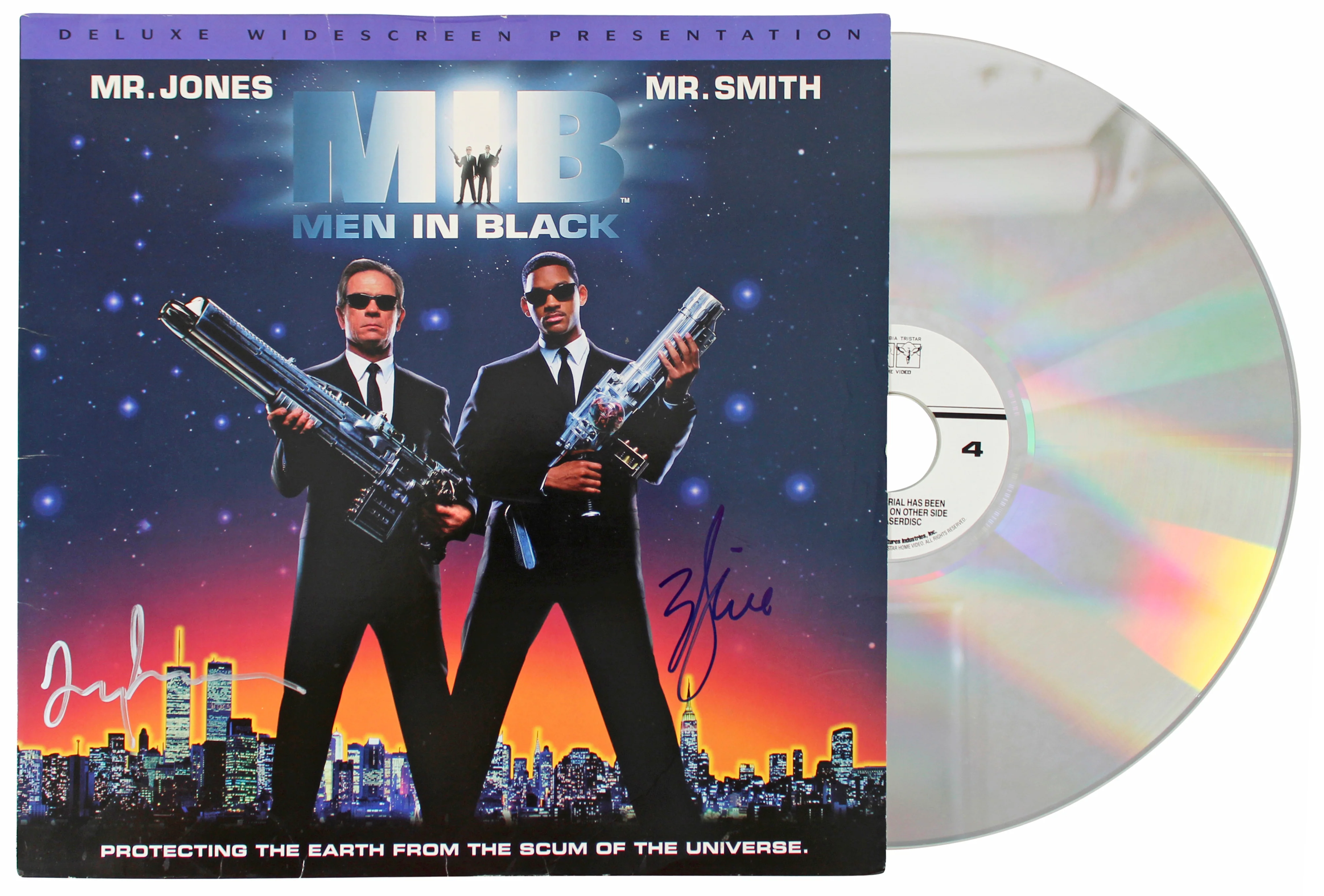 Will Smith & Tommy Lee Jones MIB Signed Laserdisc Cover W/Disk BAS #AA01513 - Image 2