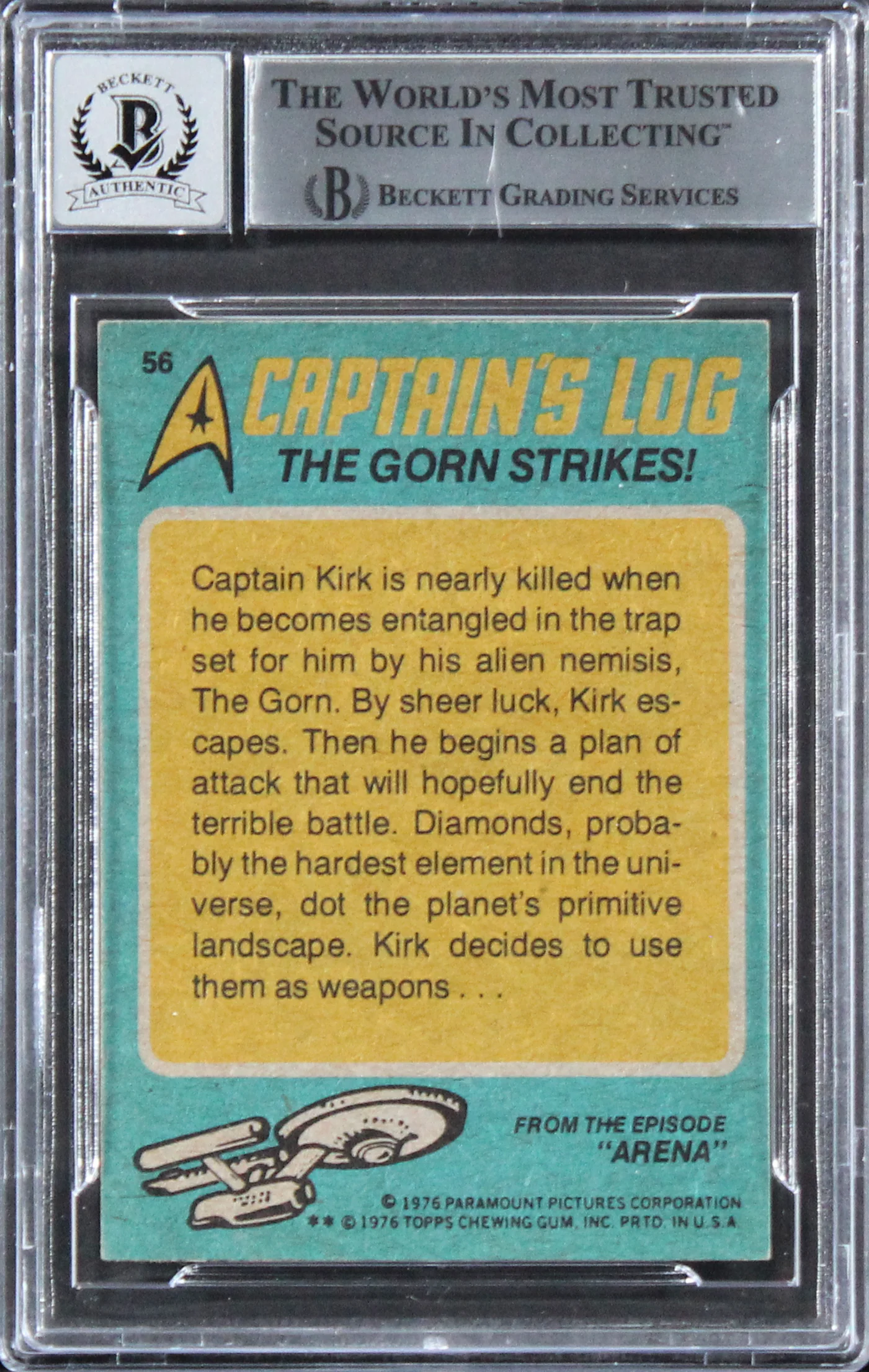 William Shatner Signed 1976 Topps Star Trek #56 Card Auto Graded 10! BAS Slabbed - Image 3
