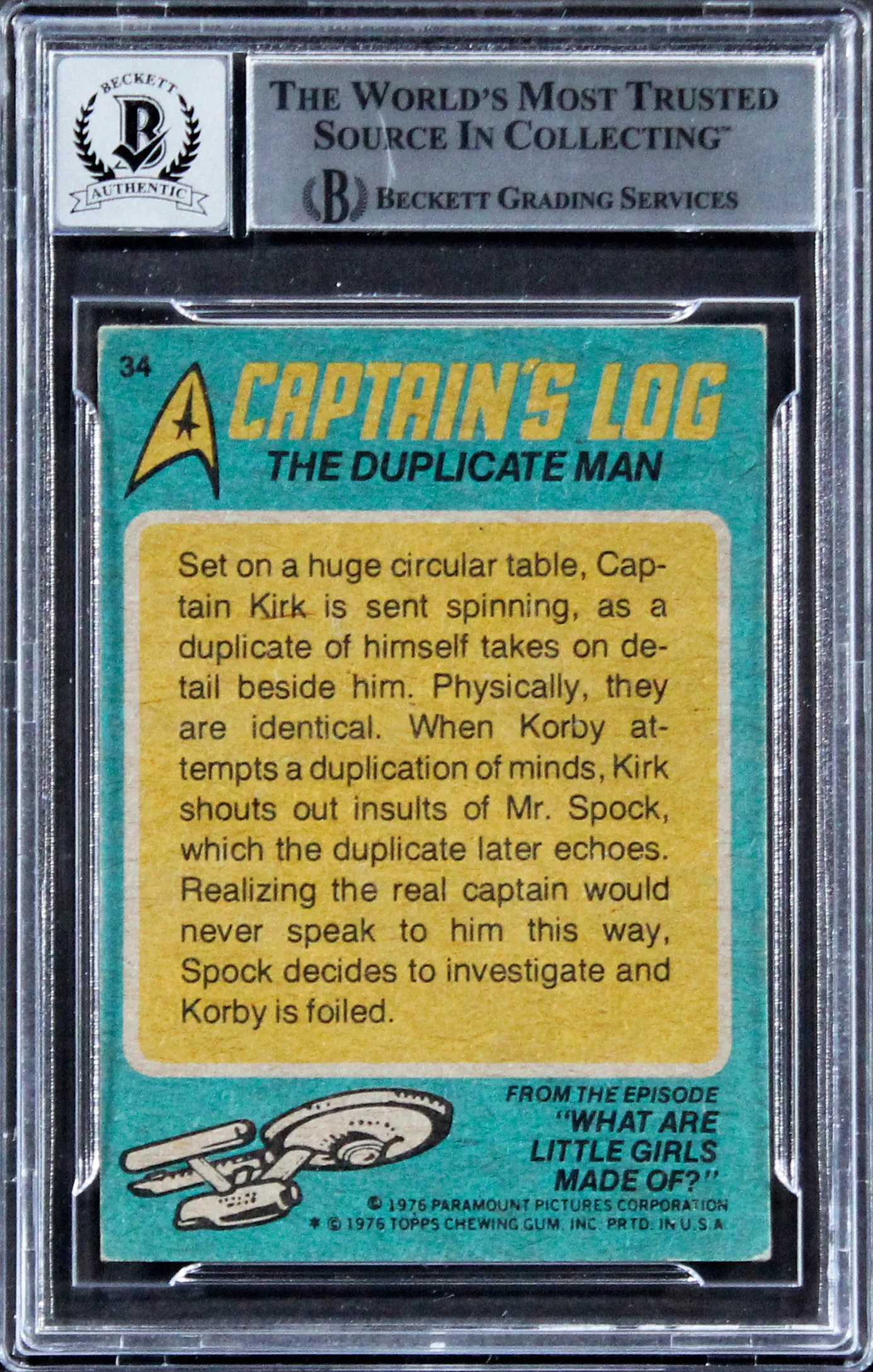 William Shatner Star Trek Signed 1976 Topps Star Trek #34 Card Auto 10! BAS Slab - Image 3