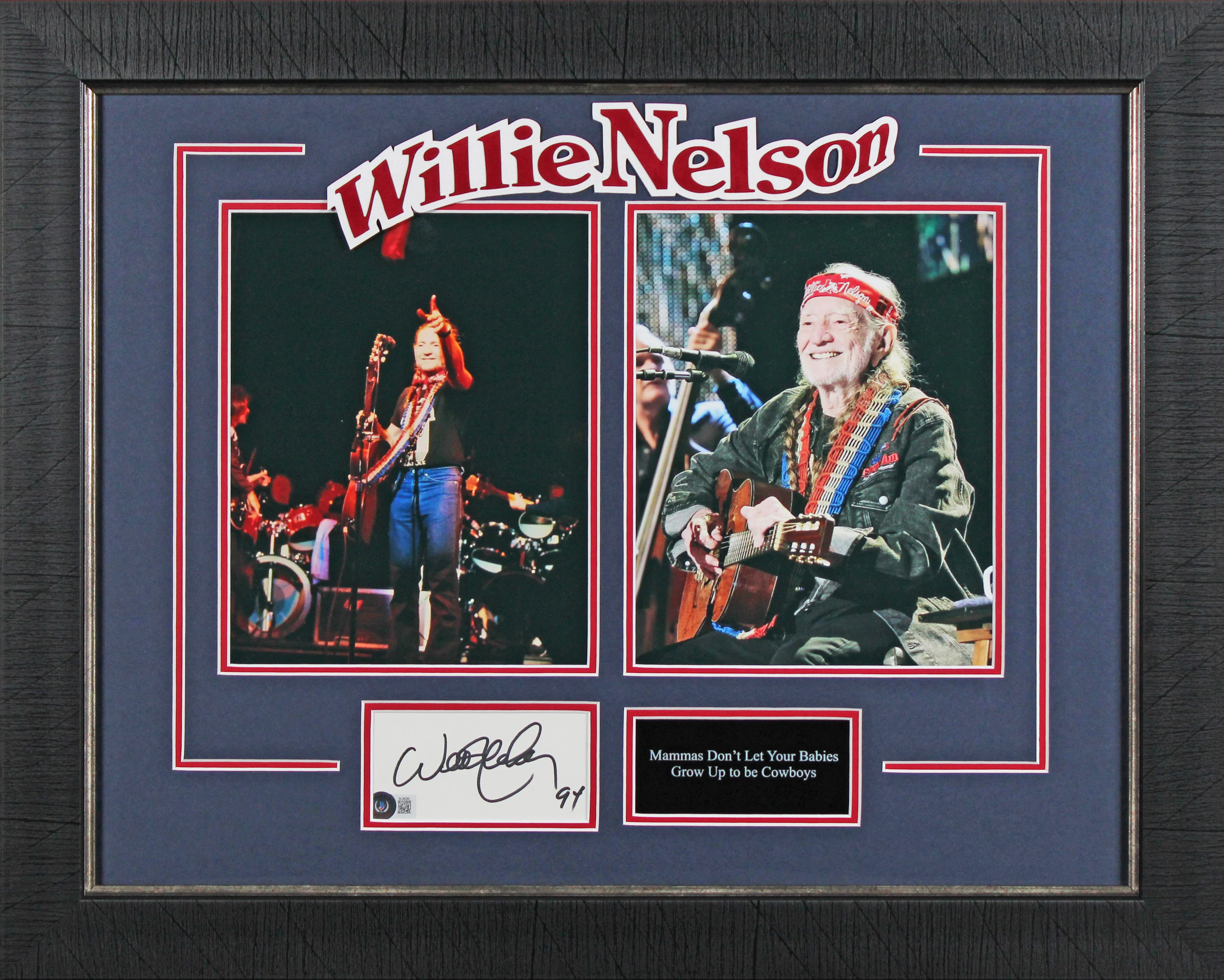 Willie Nelson Authentic Signed 3x5 Index Card Framed Display BAS #BL98280 - Image 2