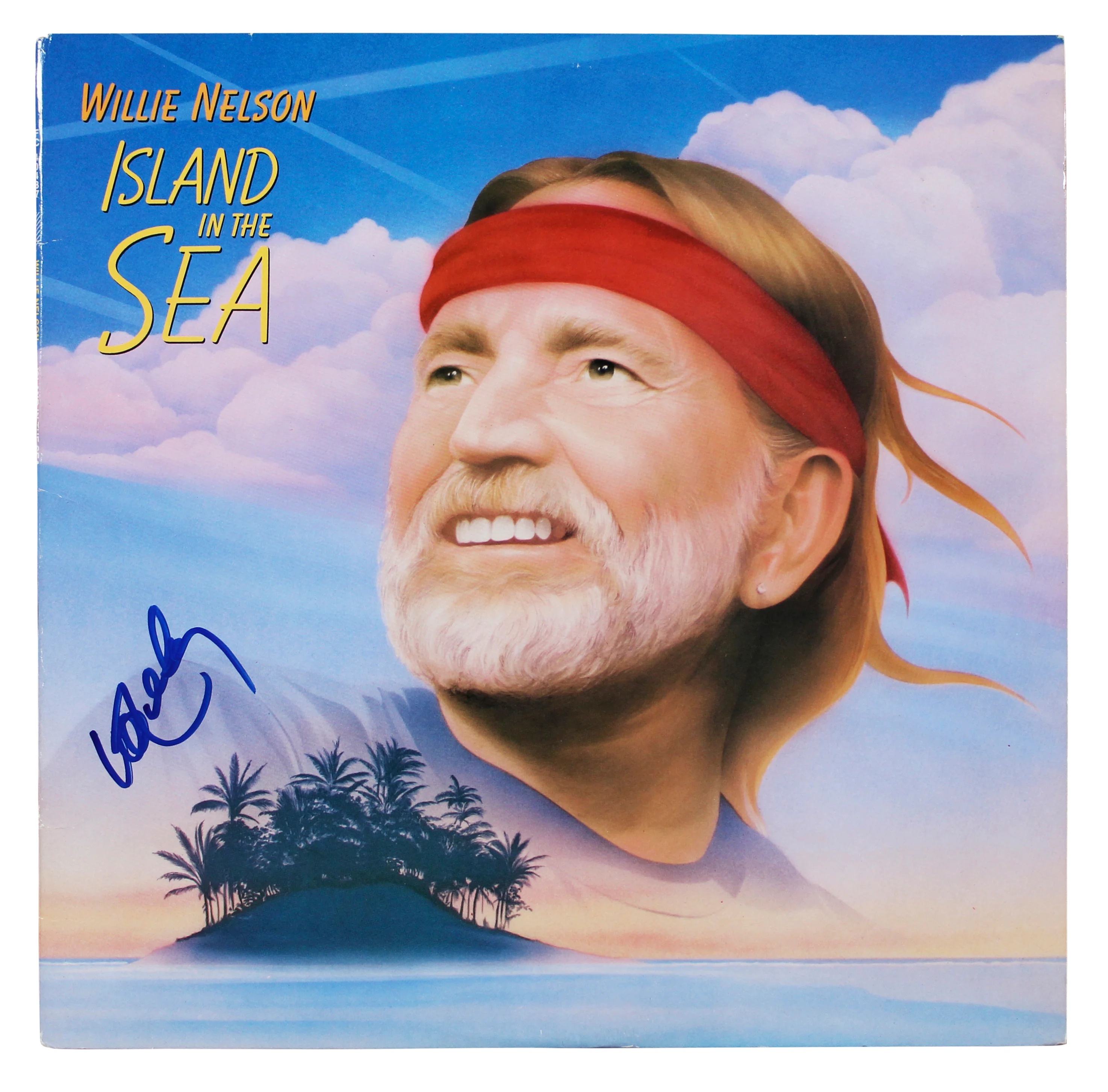 Willie Nelson Signed Island in the Sea Album Cover W/ Vinyl BAS #BR41233 - Image 3