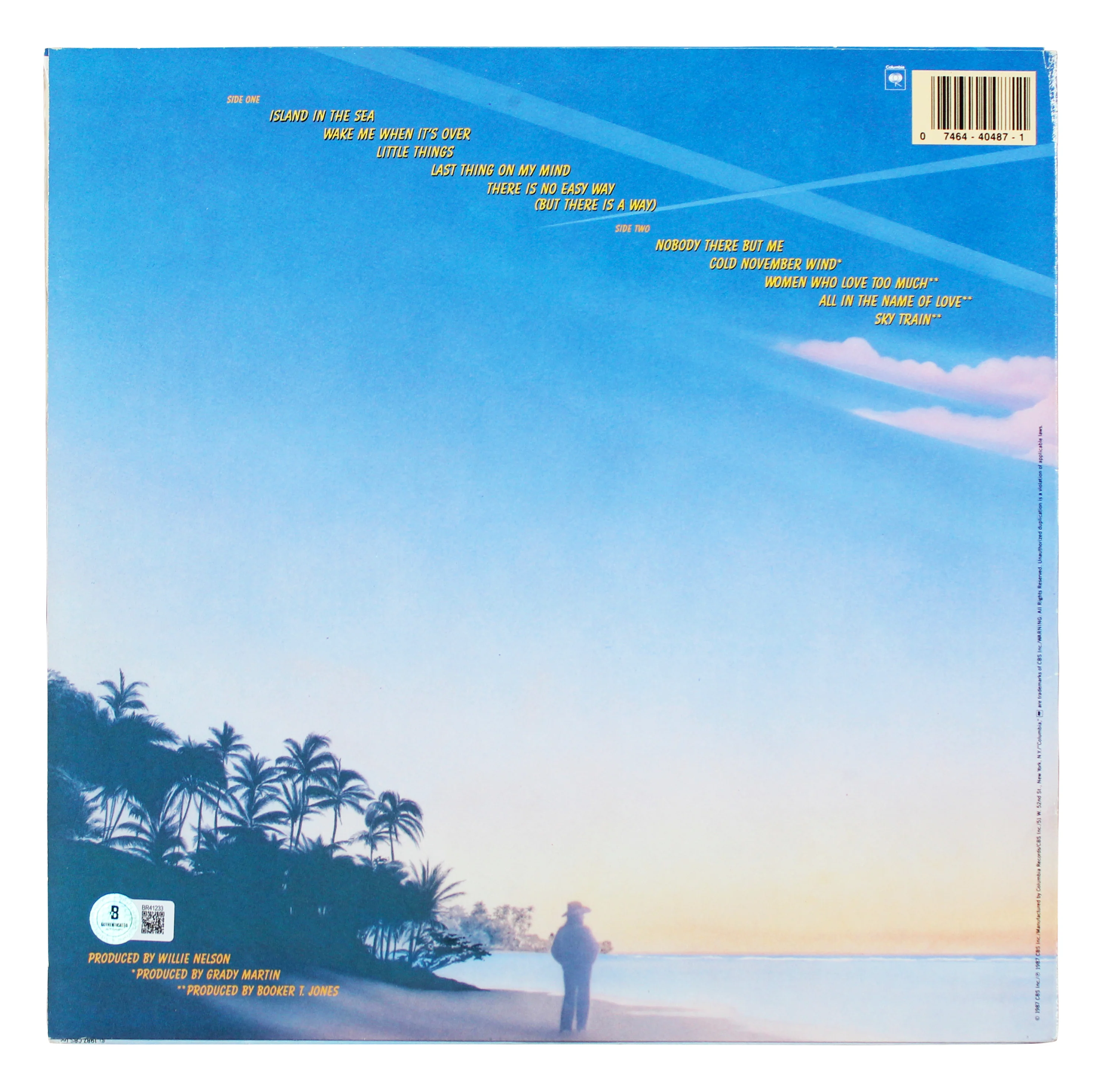 Willie Nelson Signed Island in the Sea Album Cover W/ Vinyl BAS #BR41233 - Image 5