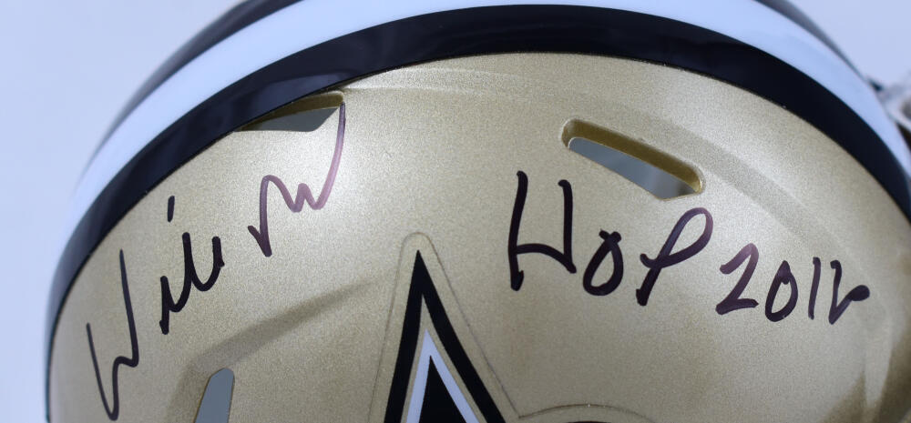 Willie Roaf Autographed Saints Speed Mini Helmet w/HOF- Prova *Black - Image 2