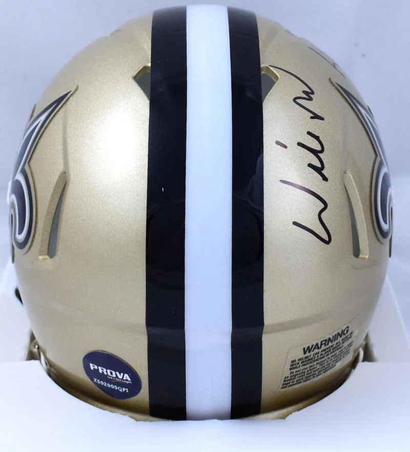 Willie Roaf Autographed Saints Speed Mini Helmet w/HOF- Prova *Black - Image 3