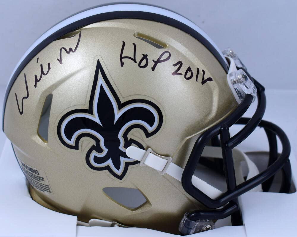 Willie Roaf Autographed Saints Speed Mini Helmet w/HOF- Prova *Black - Image 5