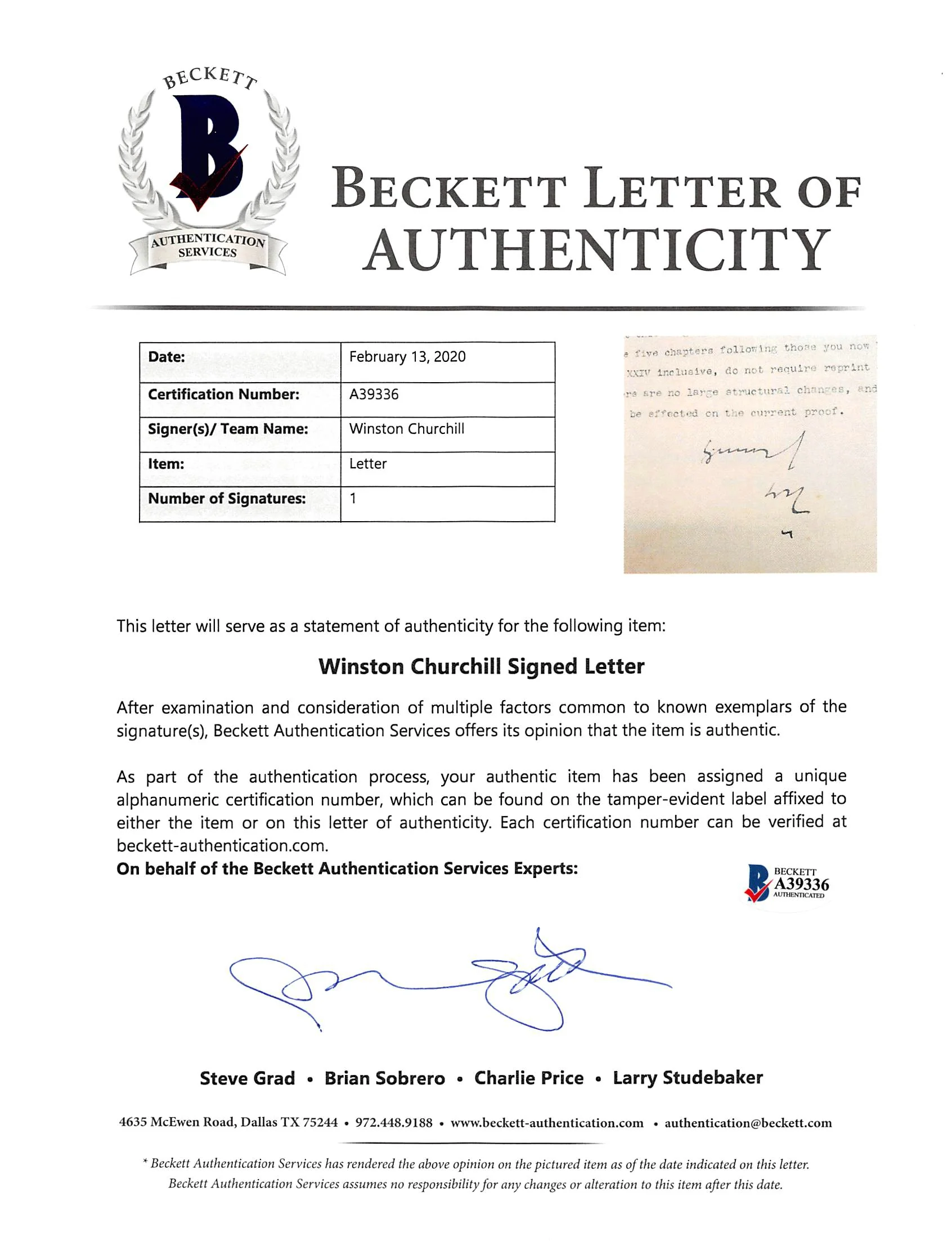 Winston Churchill Authentic Signed 1937 8x10 Letter w/ Content BAS #A39336 - Image 7