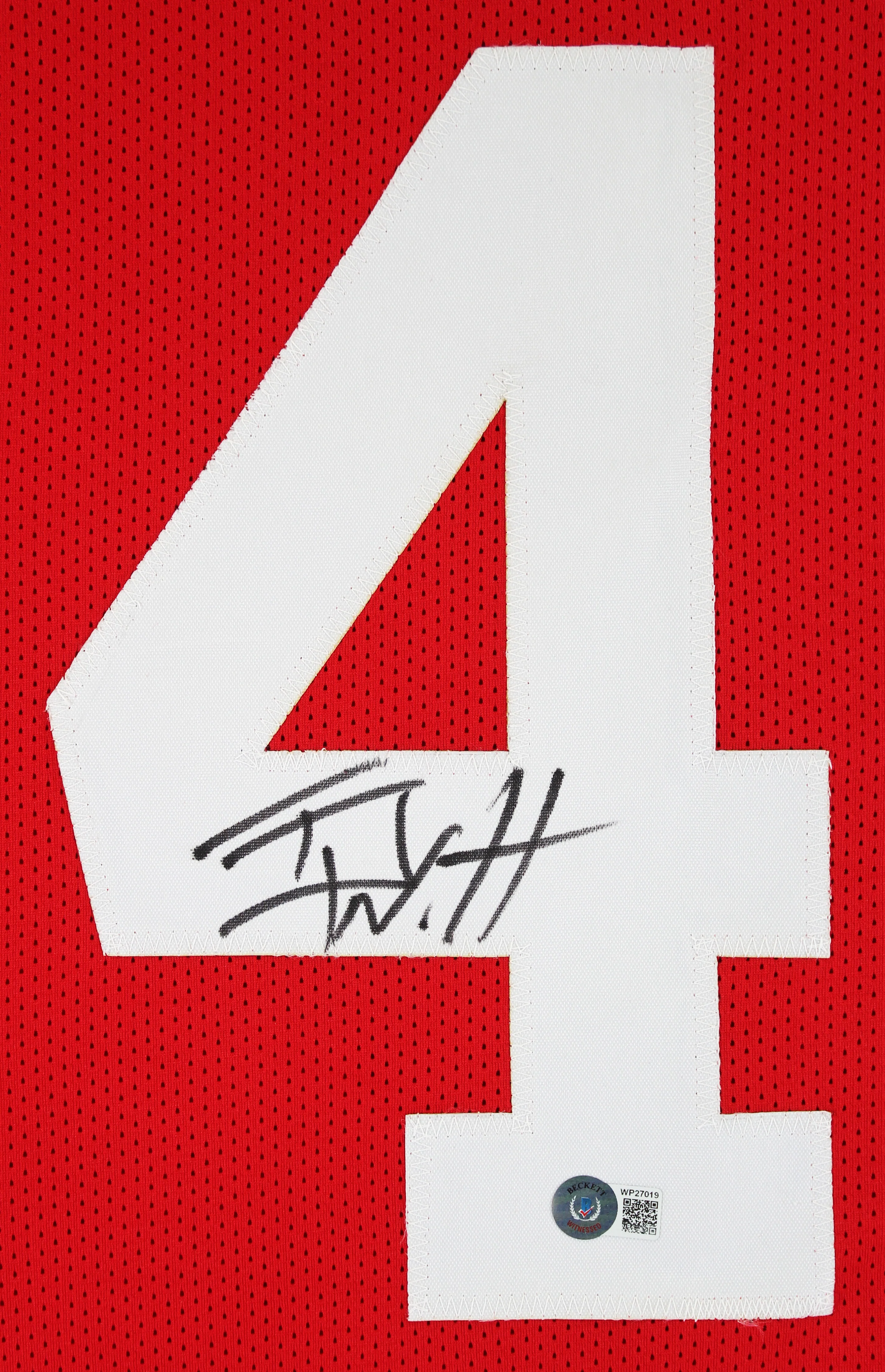 Wisconsin T.J. Watt Authentic Signed Red Pro Style Jersey BAS Witnessed - Image 3