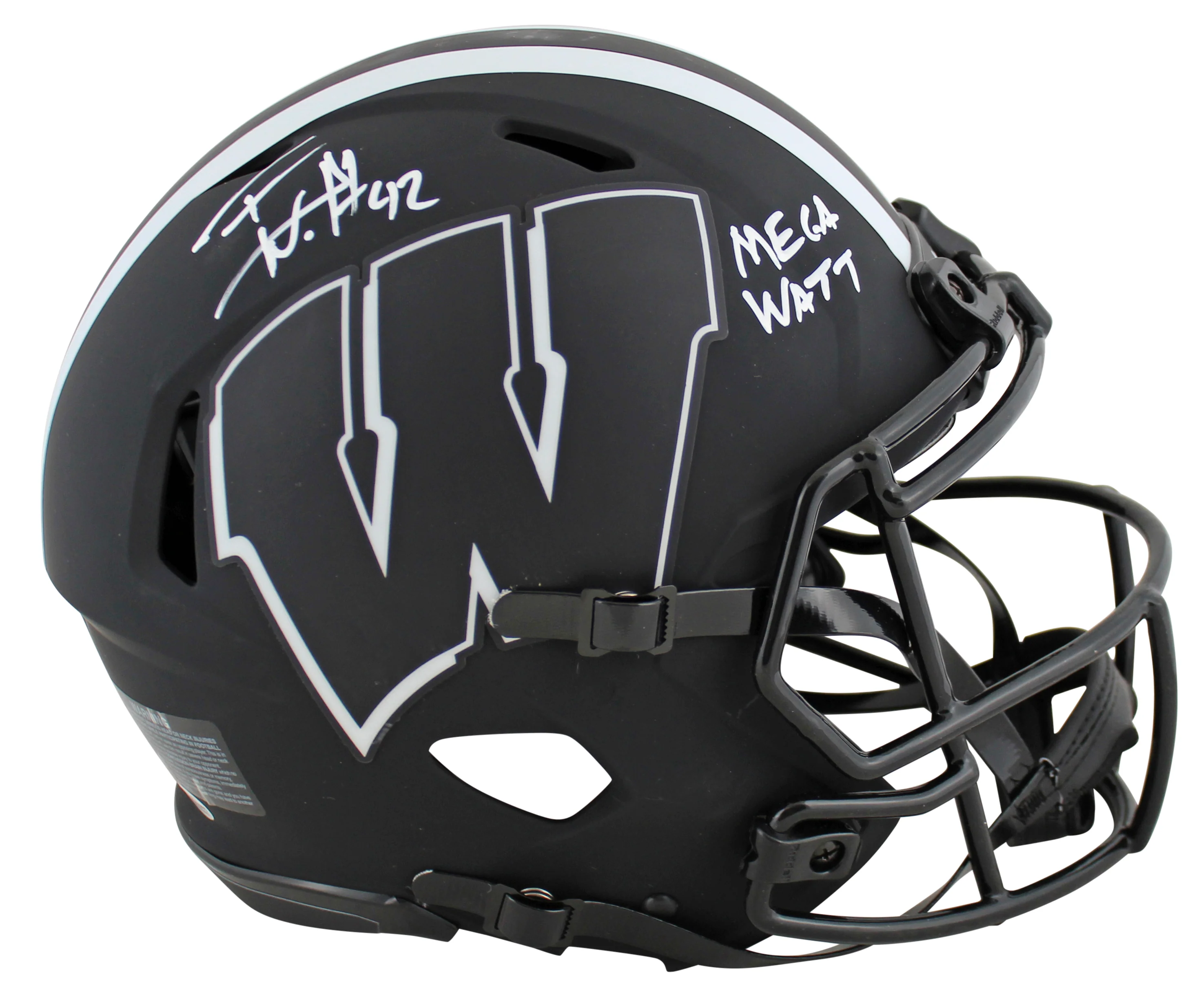 Wisconsin T.J. Watt Mega Watt Signed Eclipse Full Size Speed Proline Helmet BAS - Image 2