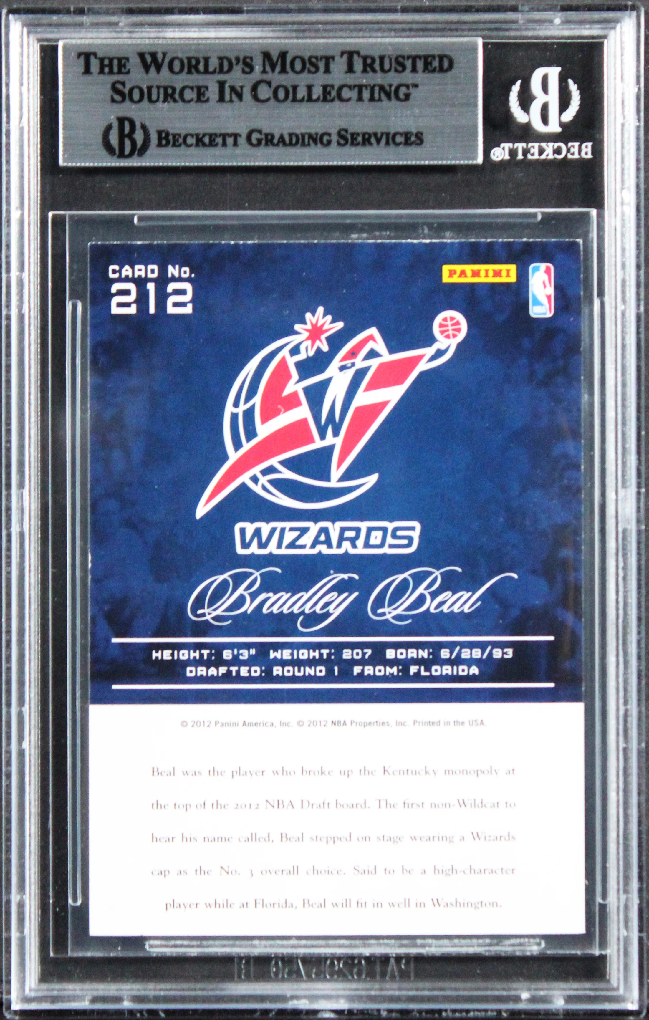 Wizards Bradley Beal Authentic Signed 2012 Prestige #212 Rookie Card BAS Slabbed - Image 3