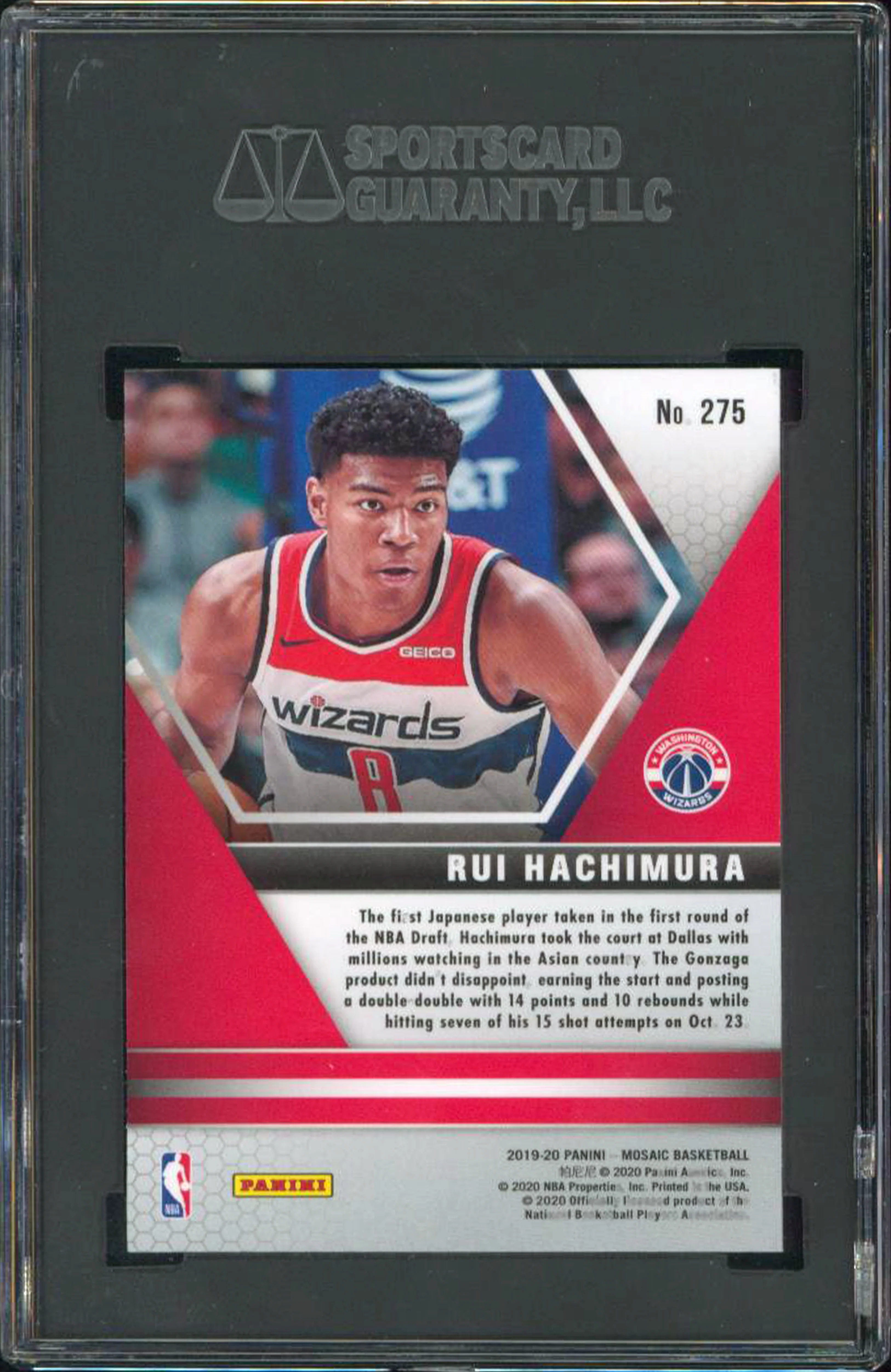 Wizards Rui Hachimura 2019 Panini Mosaic #275 NBA Debut Rookie Card Graded 9 SGC - Image 3