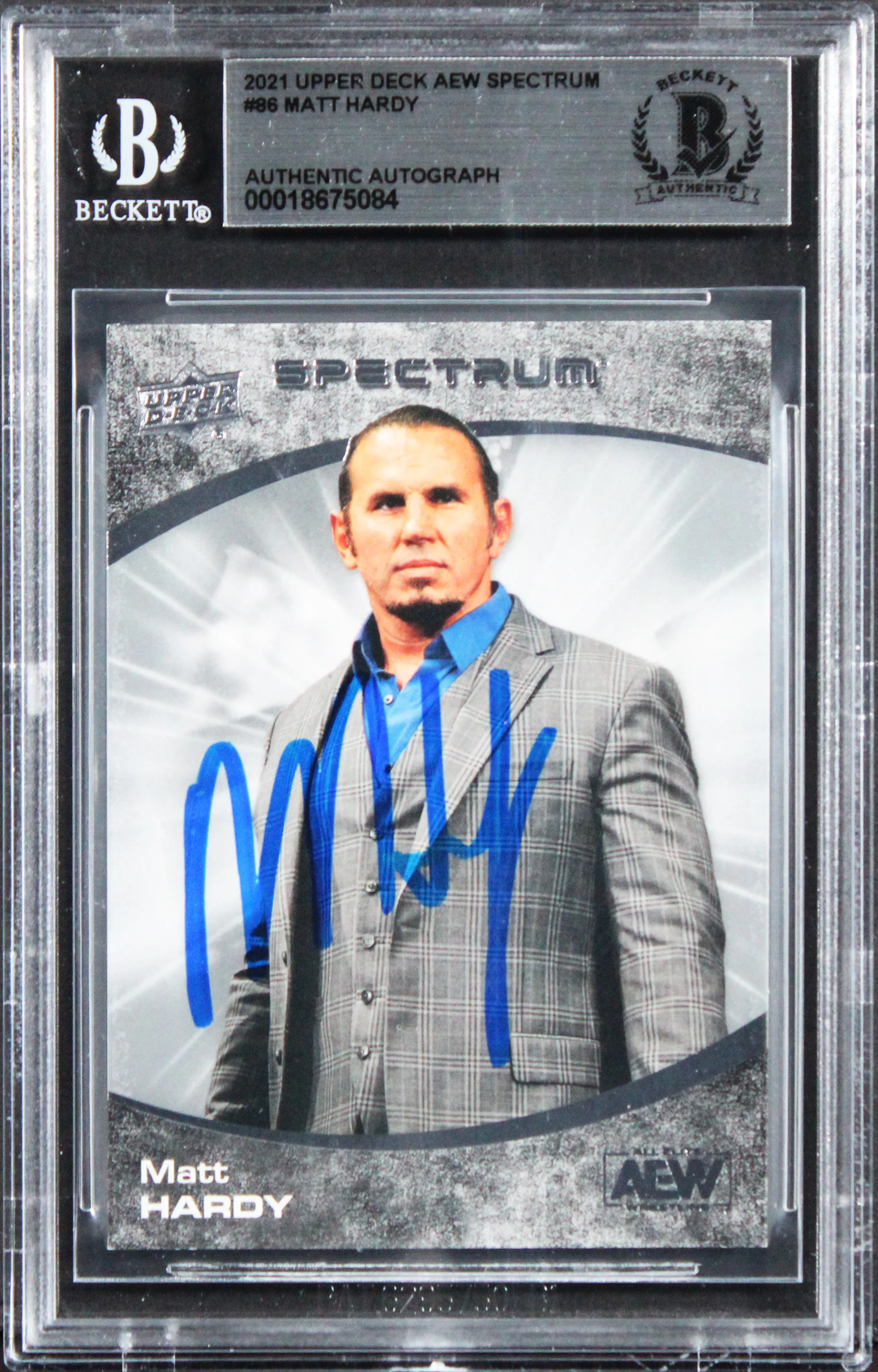 WWE Matt Hardy 2021 Upper Deck AEW Spectrum #86 Card Autographed BAS Slabbed - Image 2