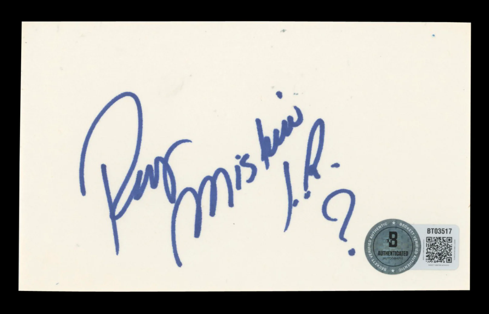 WWE Rey Mysterio Jr. "?" Authentic Signed 3x5 Index Card BAS #BT03517 - Image 2