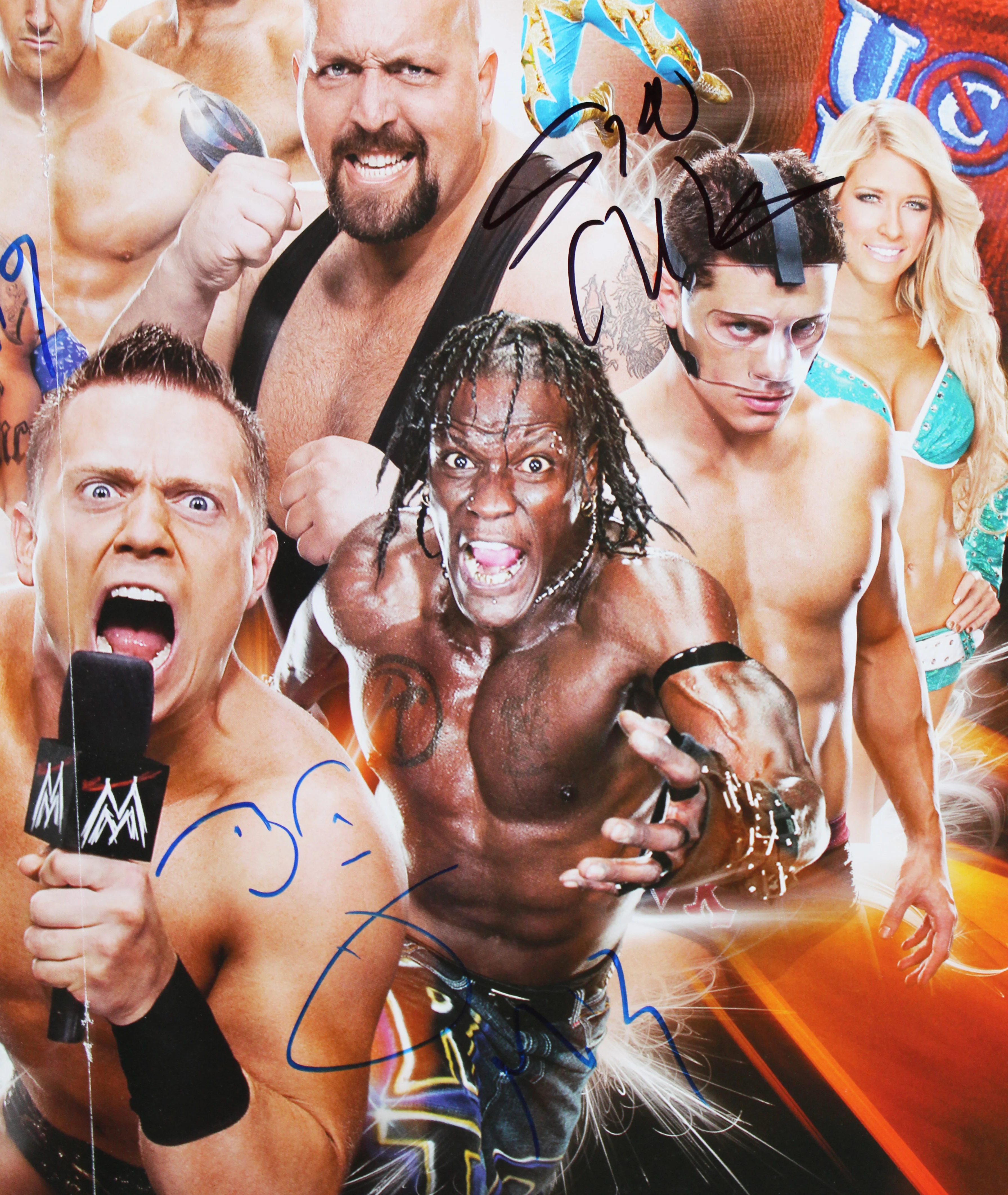 WWE Superstars (5) Mysterio, Miz, Cara, +2 Signed 17x25 Poster BAS #AE13980 - Image 4