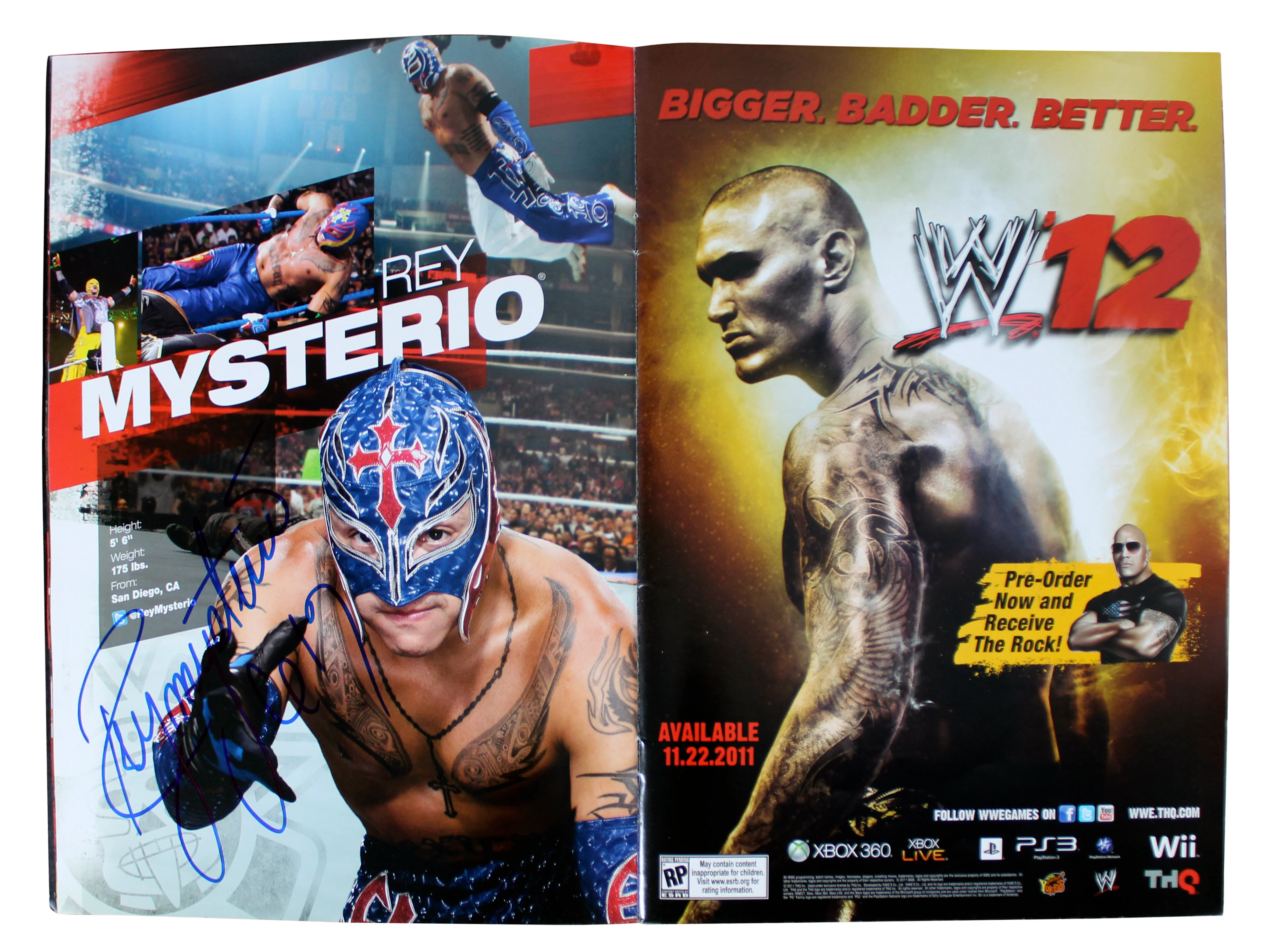 WWE Superstars (54) Rhodes, Kane, Sheamus, Mysterio Signed Official Program BAS - Image 3