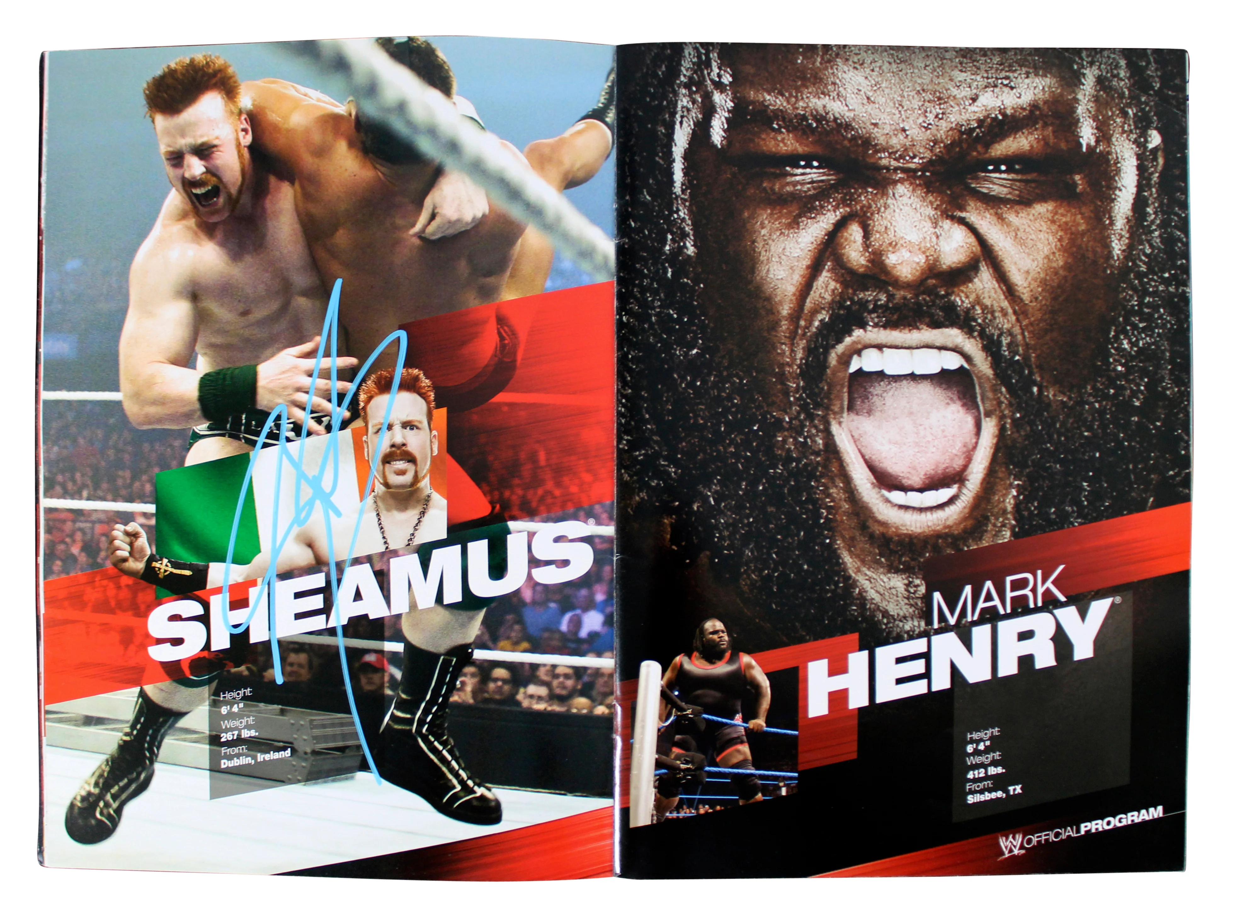 WWE Superstars (54) Rhodes, Kane, Sheamus, Mysterio Signed Official Program BAS - Image 5