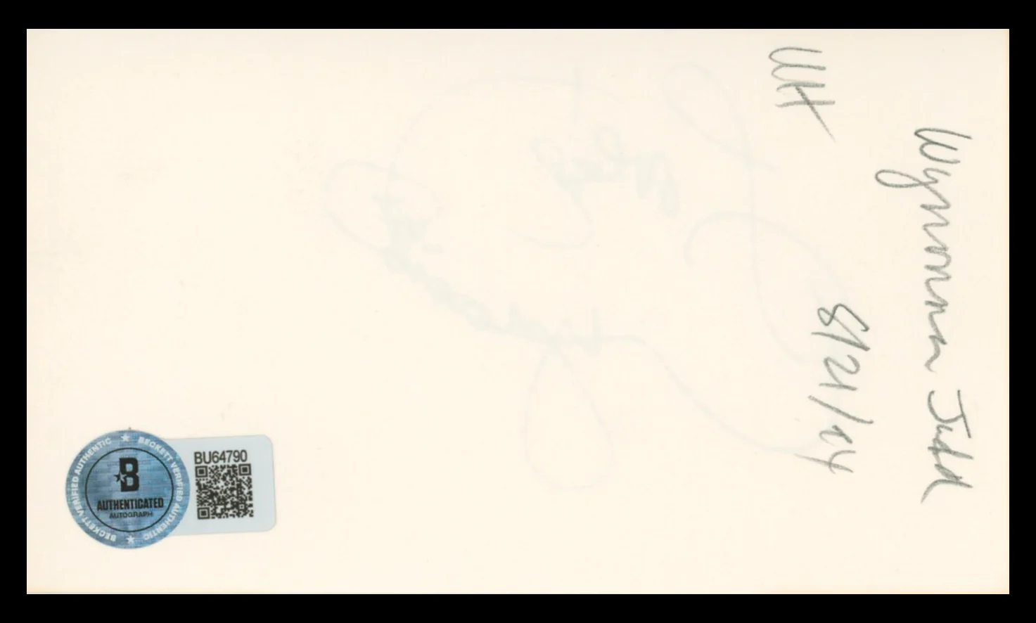 Wynonna Judd The Judds Authentic Signed 3x5 Index Card Autographed BAS #BU64790 - Image 3
