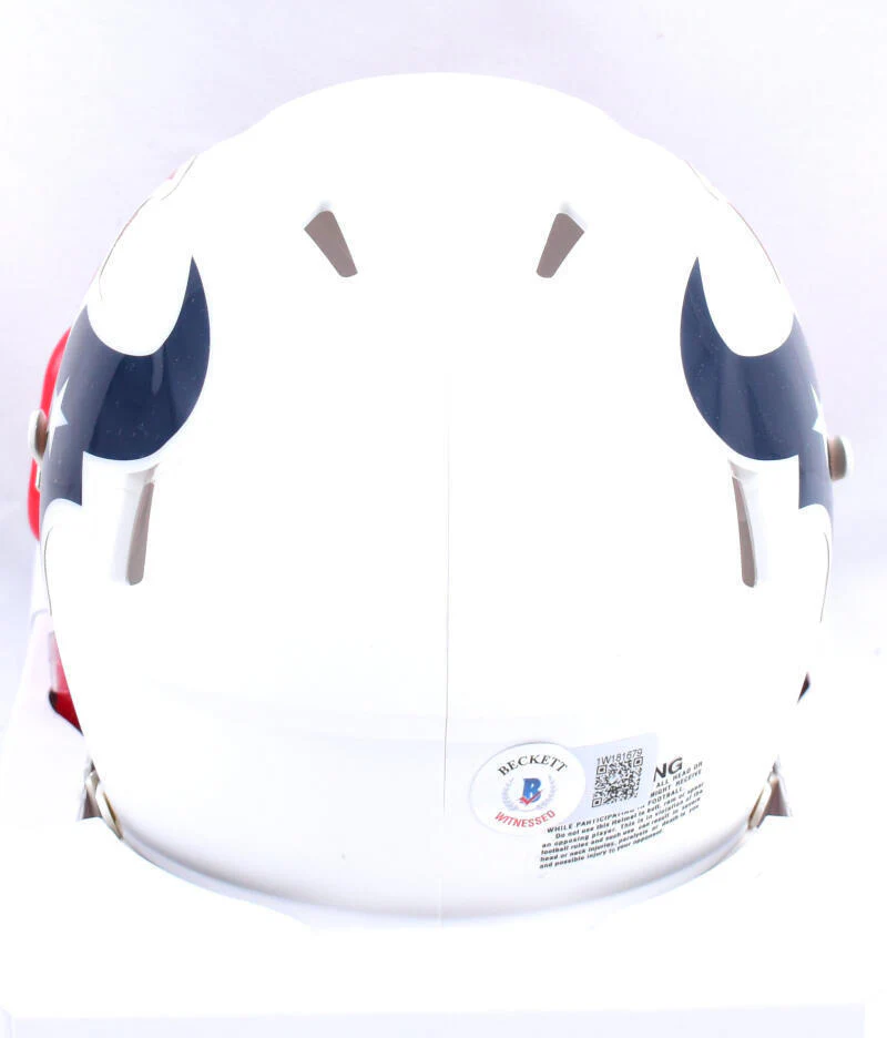 Xavier Hutchinson Autographed Texans Flat White Speed Mini Helmet-Beckett W Holo - Image 3