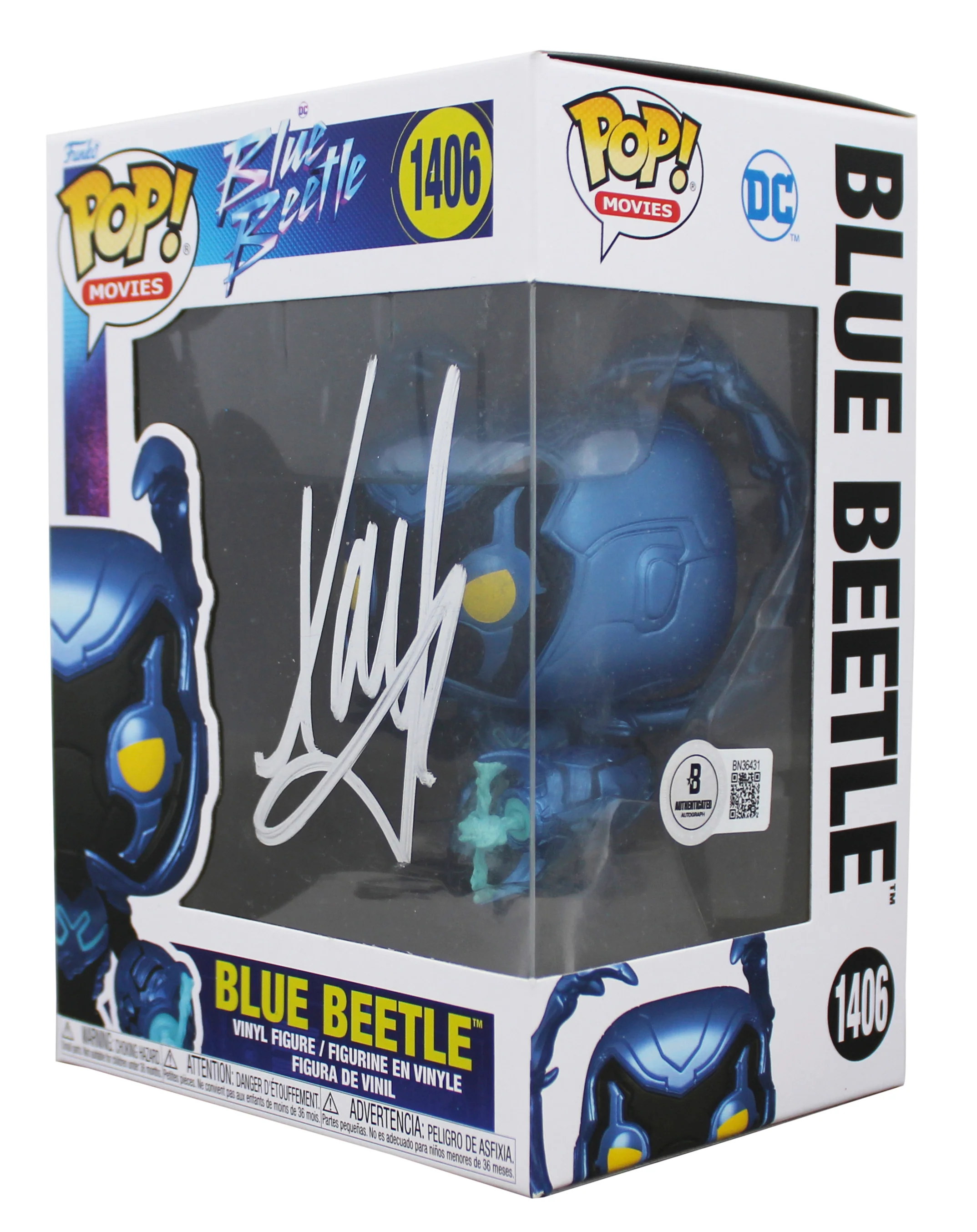 Xolo Mariduena Blue Beetle Signed #1406 Funko Pop Vinyl Figure BAS #BN36431 - Image 3