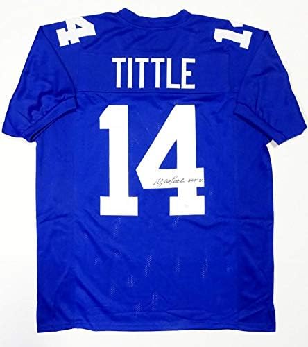 Y.A. Tittle Autographed Blue Pro Style Jersey W/ HOF- JSA W Authenticated *M4 - Image 5