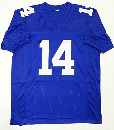 Y.A. Tittle Autographed Blue Pro Style Jersey W/ HOF- JSA W Authenticated *M4 - Image 7