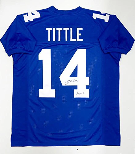Y.A. Tittle Autographed Blue Pro Style Jersey With HOF- JSA Witnessed Auth - Image 5