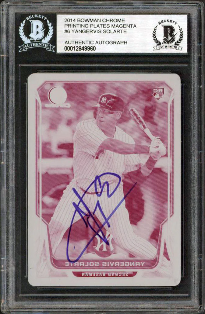Yangervis Solarte Signed 2014 Bowman Chrome Printing Plates #6 Card BAS Slabbed - Image 2