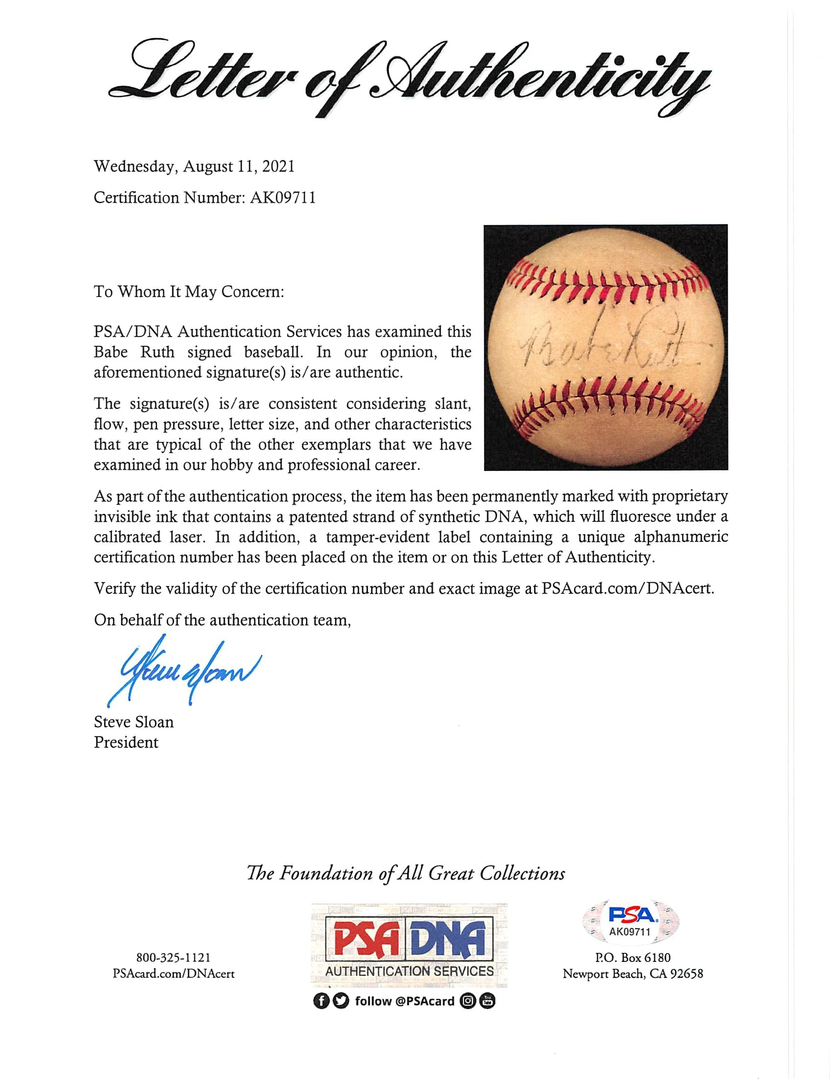 Yankees Babe Ruth Signed Harridge 1940-47 Reach Oal Baseball PSA/DNA #AK09711 - Image 8