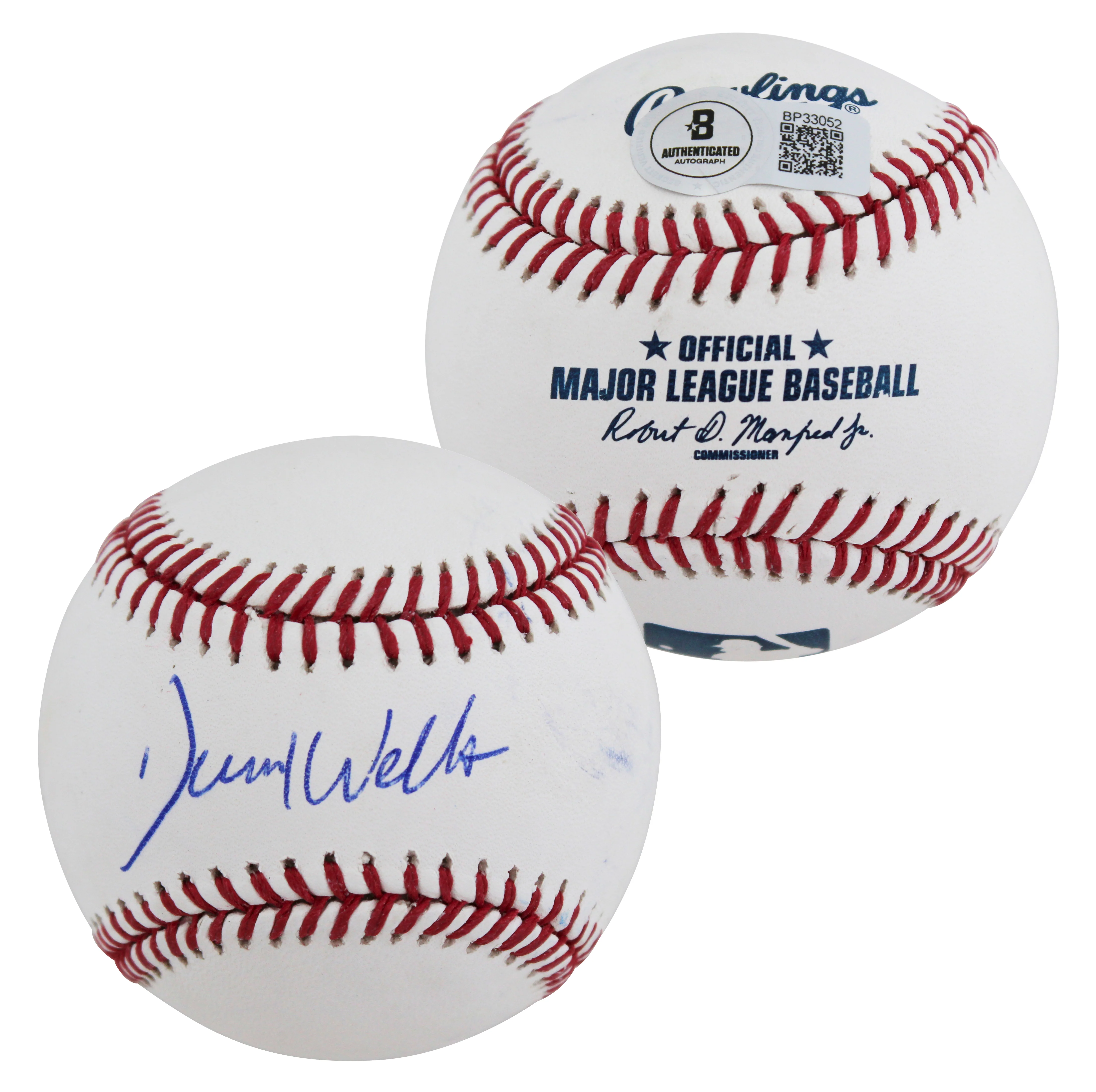 Yankees David Wells Authentic Signed Robert Manfred Oml Baseball BAS #BP33052 - Image 2