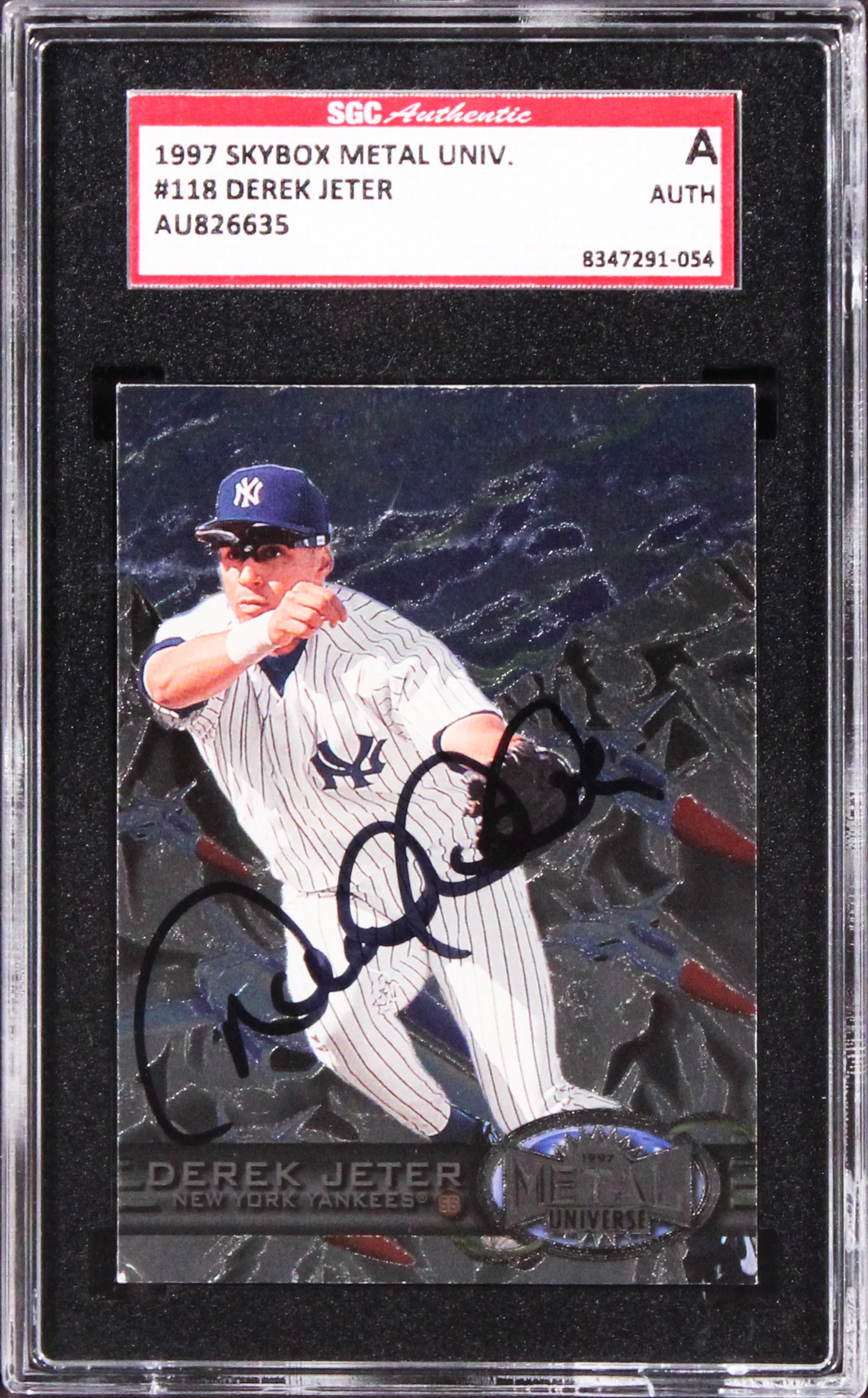 Yankees Derek Jeter Signed 1997 Skybox Metal Univ. #118 Graded A Card SGC Auth - Image 2