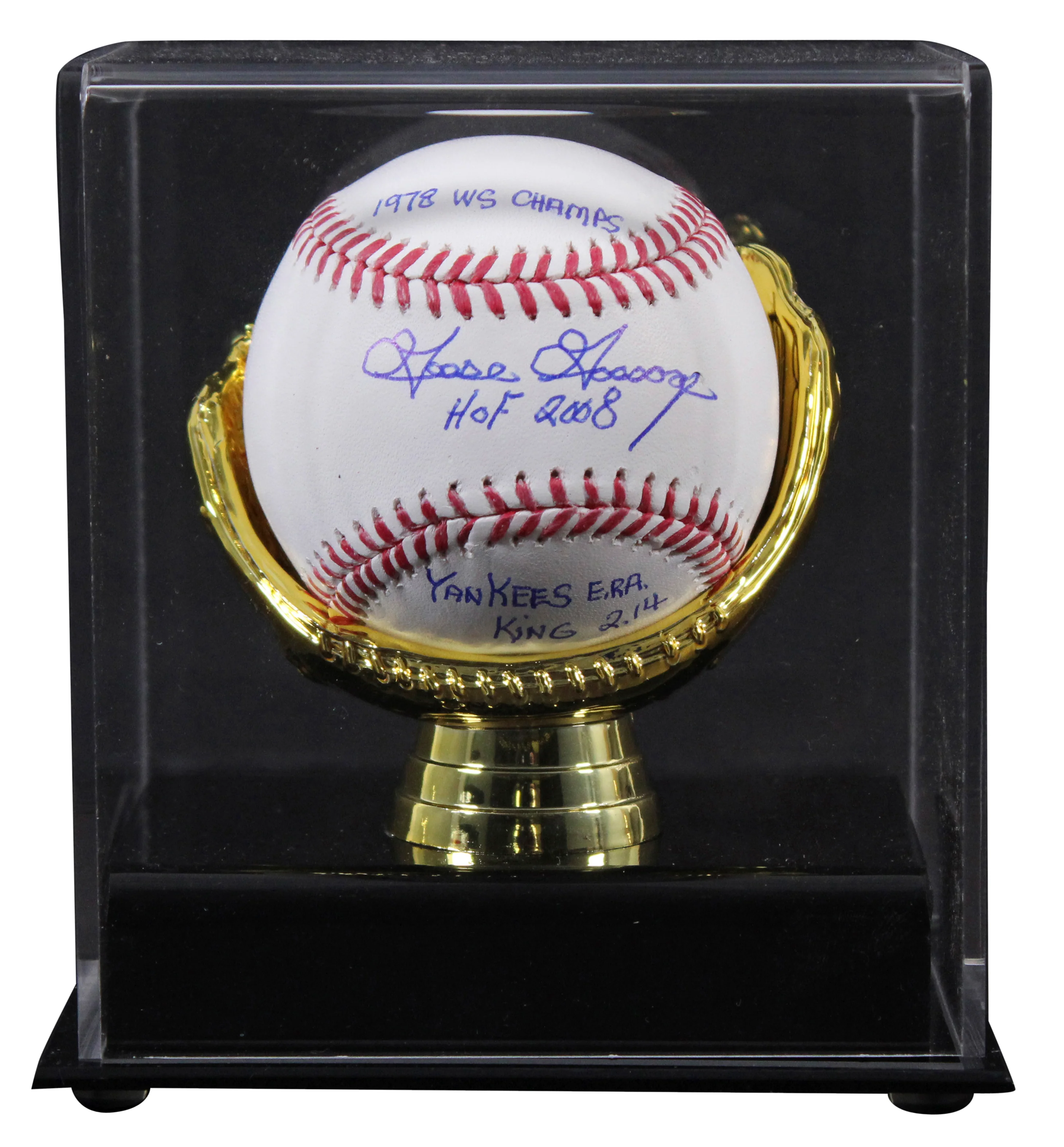 Yankees Goose Gossage "3x Insc ERA King" Signed Baseball W/ Case BAS Witnessed - Image 2