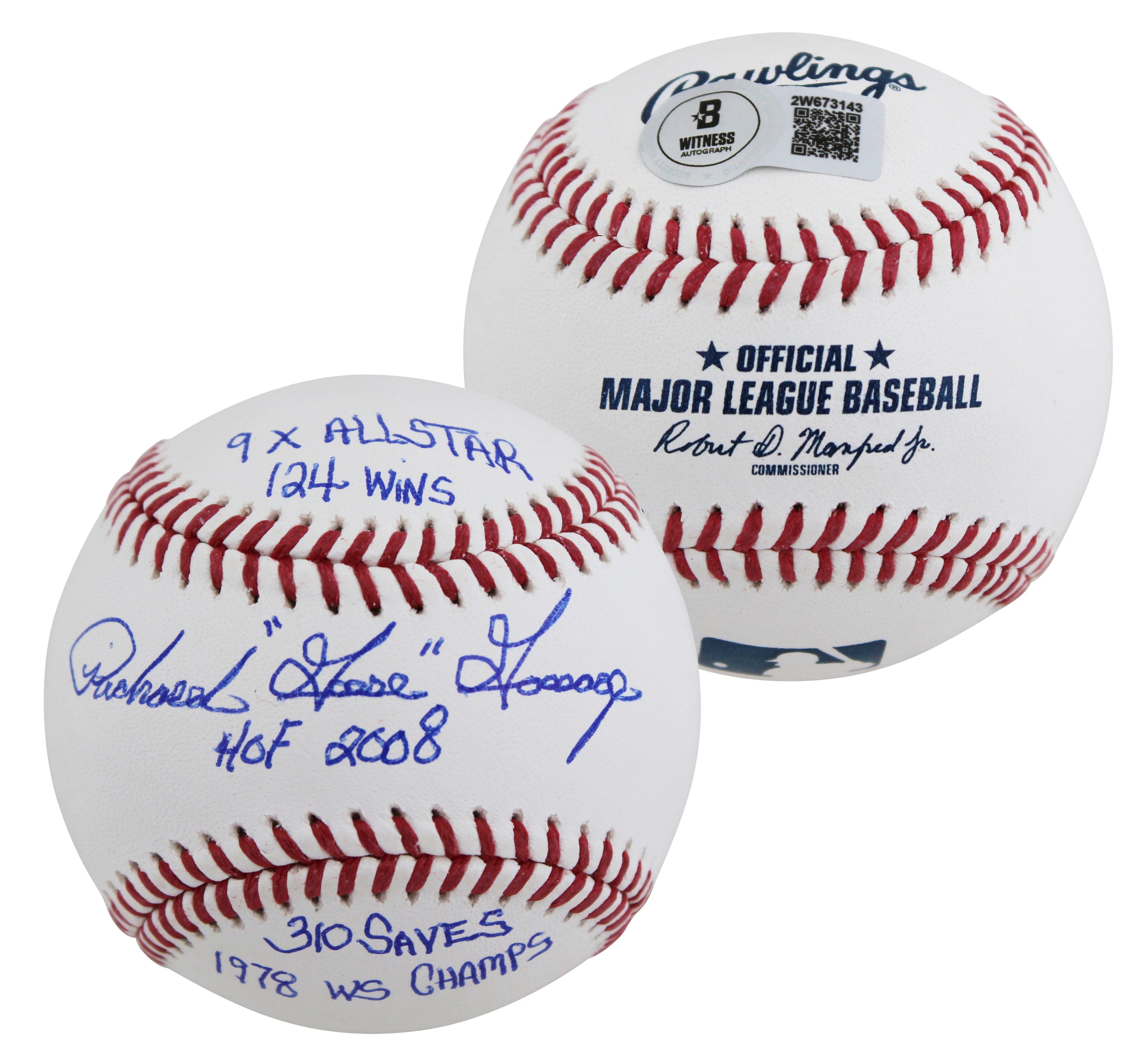 Yankees Goose Gossage "5x Insc Career Stat" Signed Oml Baseball BAS Witnessed - Image 2