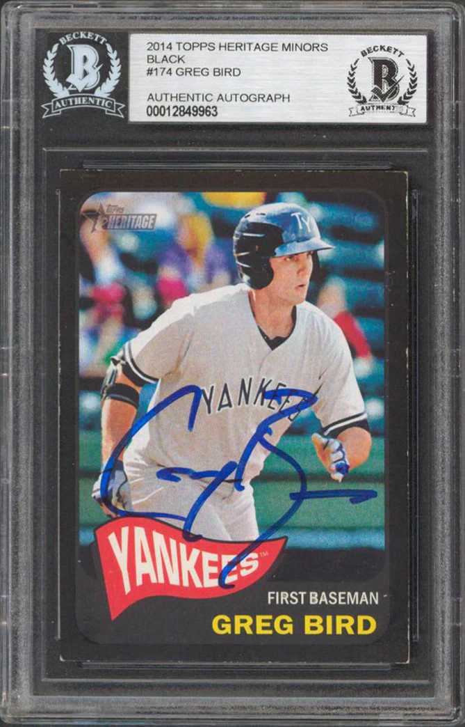 Yankees Greg Bird Signed 2014 Topps Heritage Minors Black #174 RC Card BAS Slab - Image 2