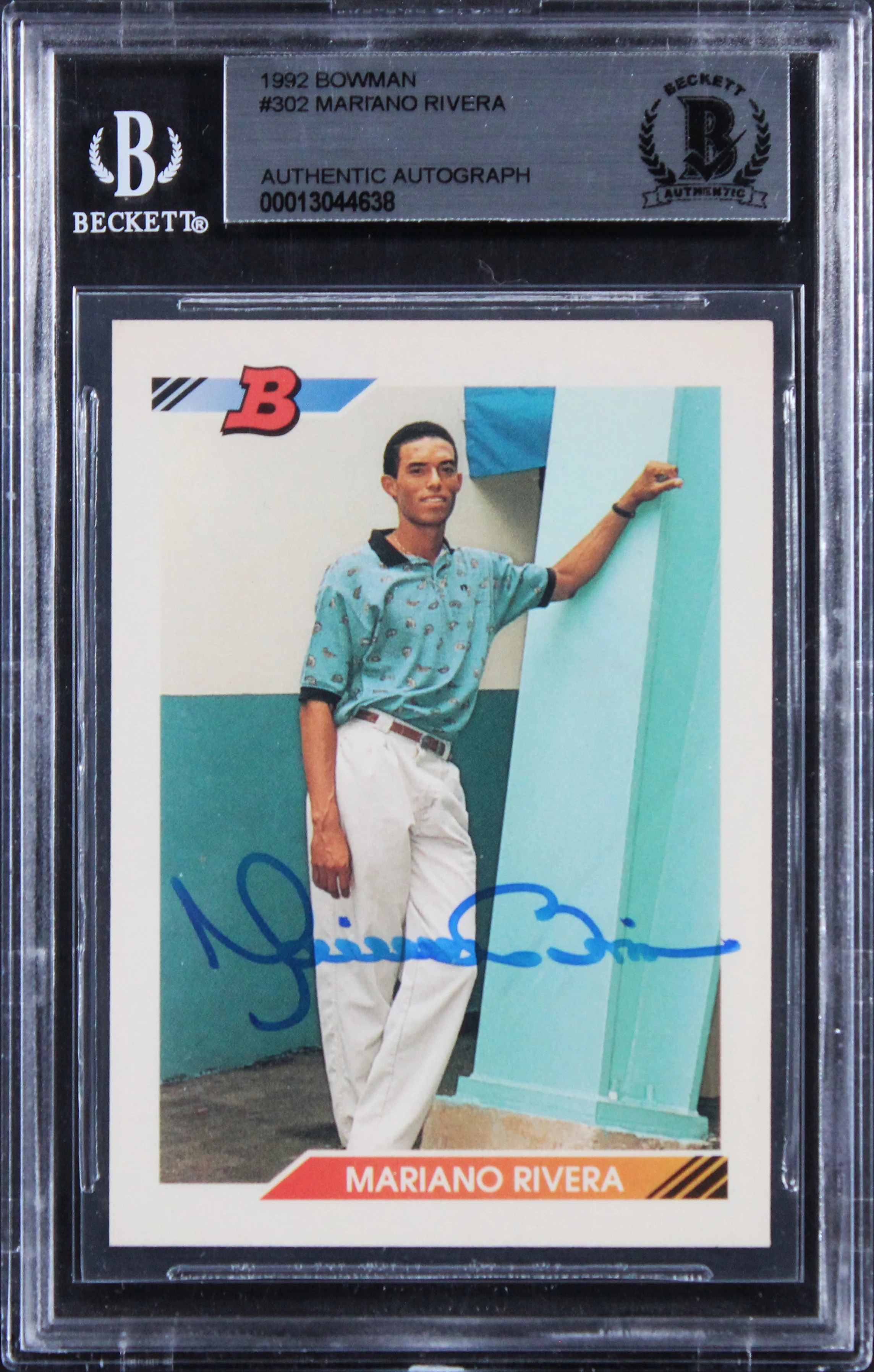 Yankees Mariano Rivera Authentic Signed 1992 Bowman #302 Rookie Card BAS Slabbed - Image 2