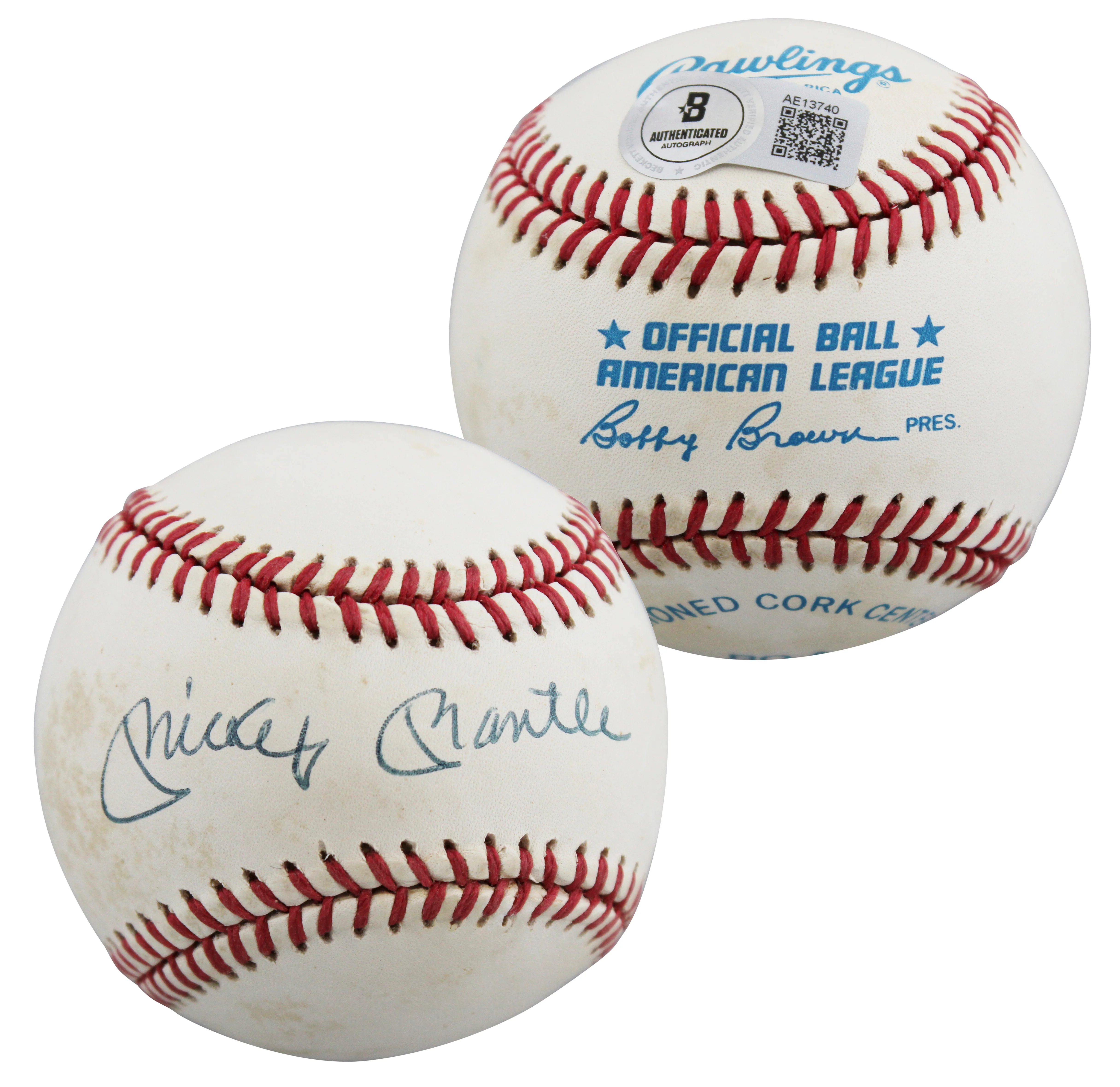 Yankees Mickey Mantle Authentic Signed Bobby Brown OAL Baseball BAS #AE13740 - Image 2