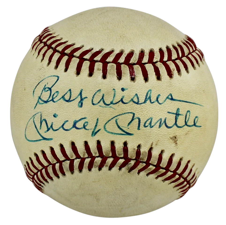 Yankees Mickey Mantle "Best Wishes" Authentic Signed Oal Baseball JSA #X40056 - Image 2