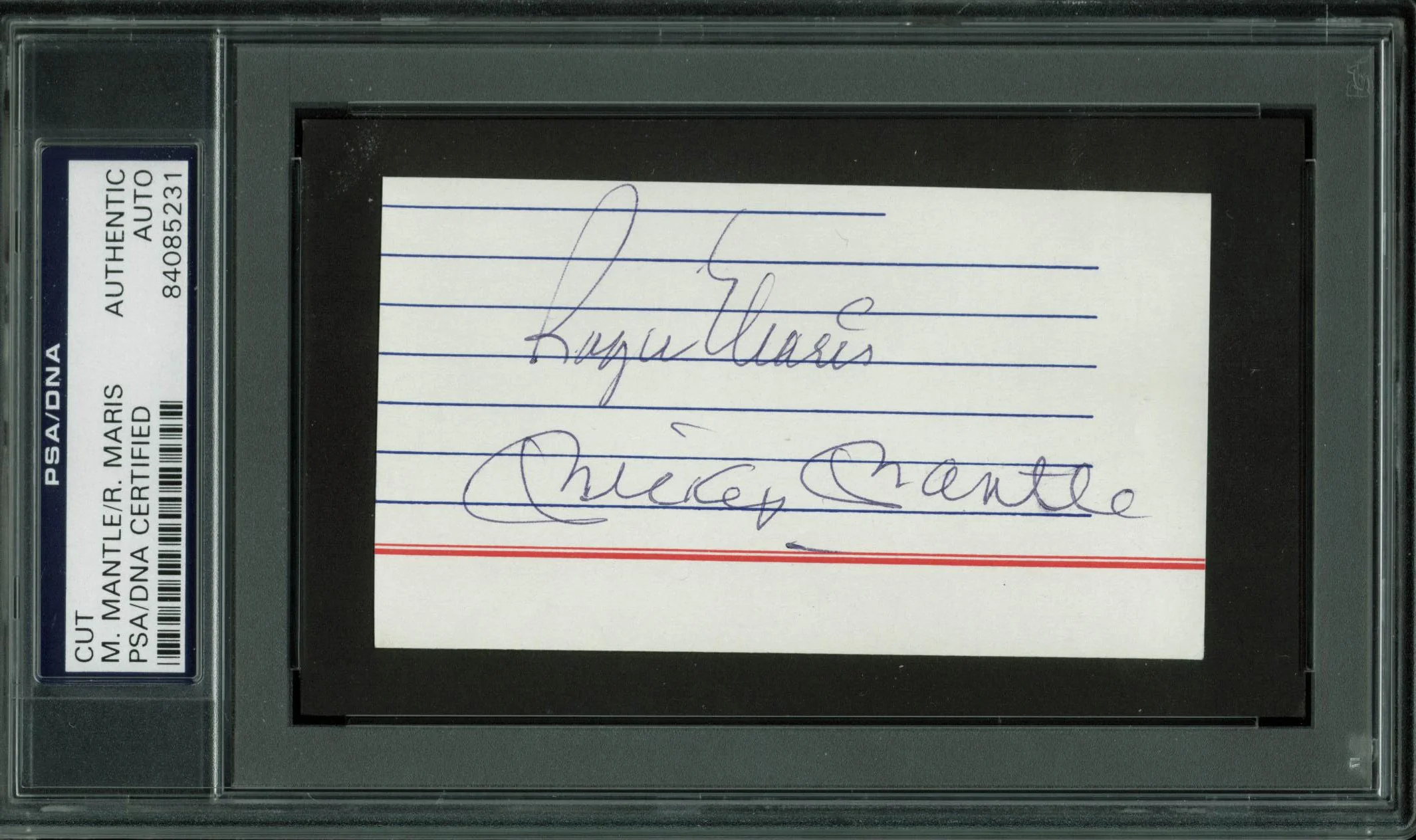 Yankees Mickey Mantle & Roger Maris Signed 2.25x4.15 Cut Signature PSA Slabbed - Image 2