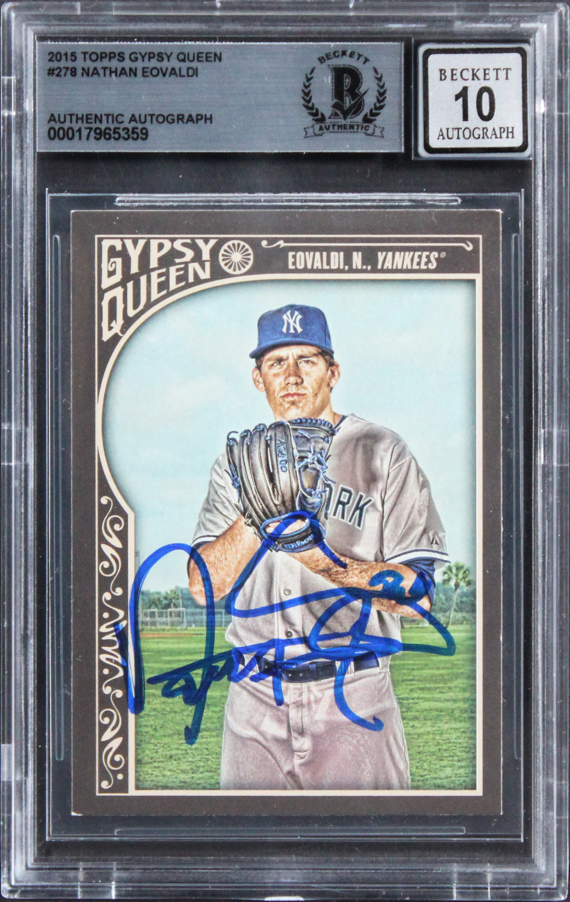 Yankees Nathan Eovaldi Signed 2015 Topps GQ #278 Card Auto 10! BAS Slabbed - Image 2