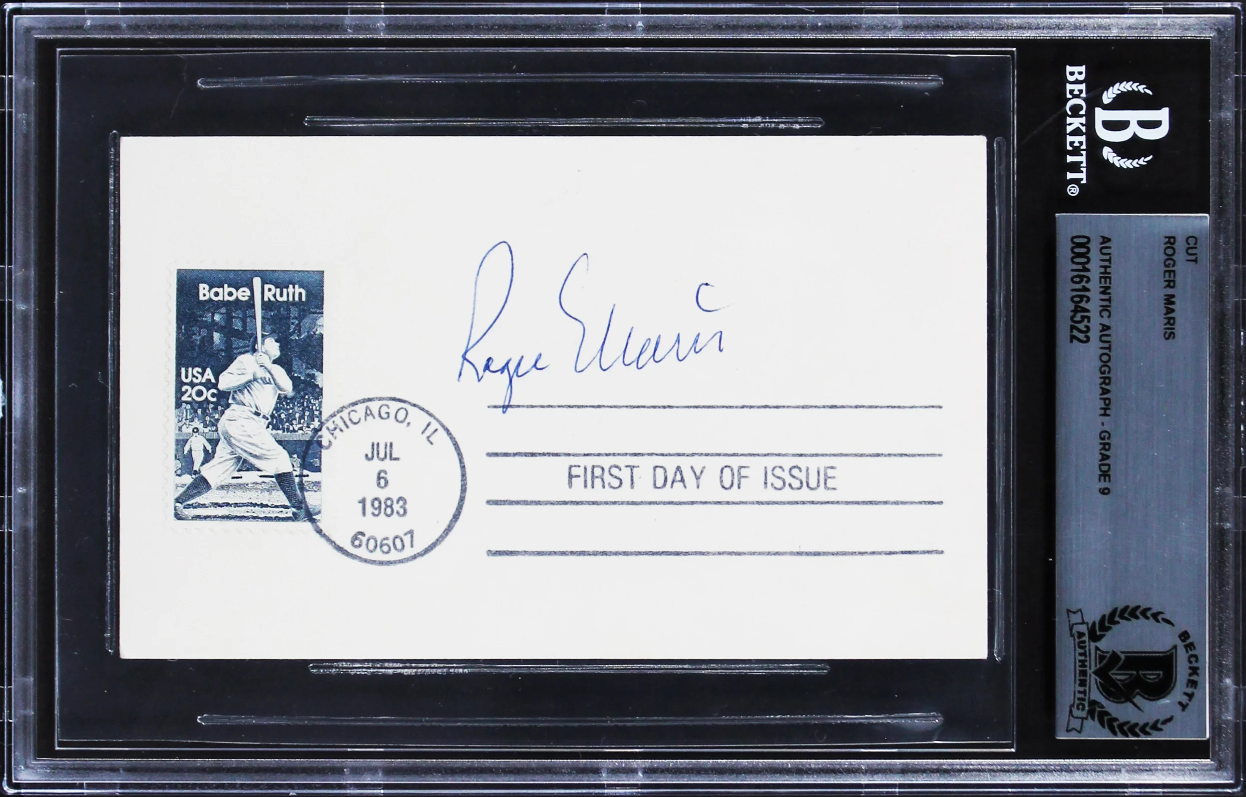 Yankees Roger Maris Authentic Signed 3x5 Index Card Auto Mint 9! BAS Slabbed - Image 2