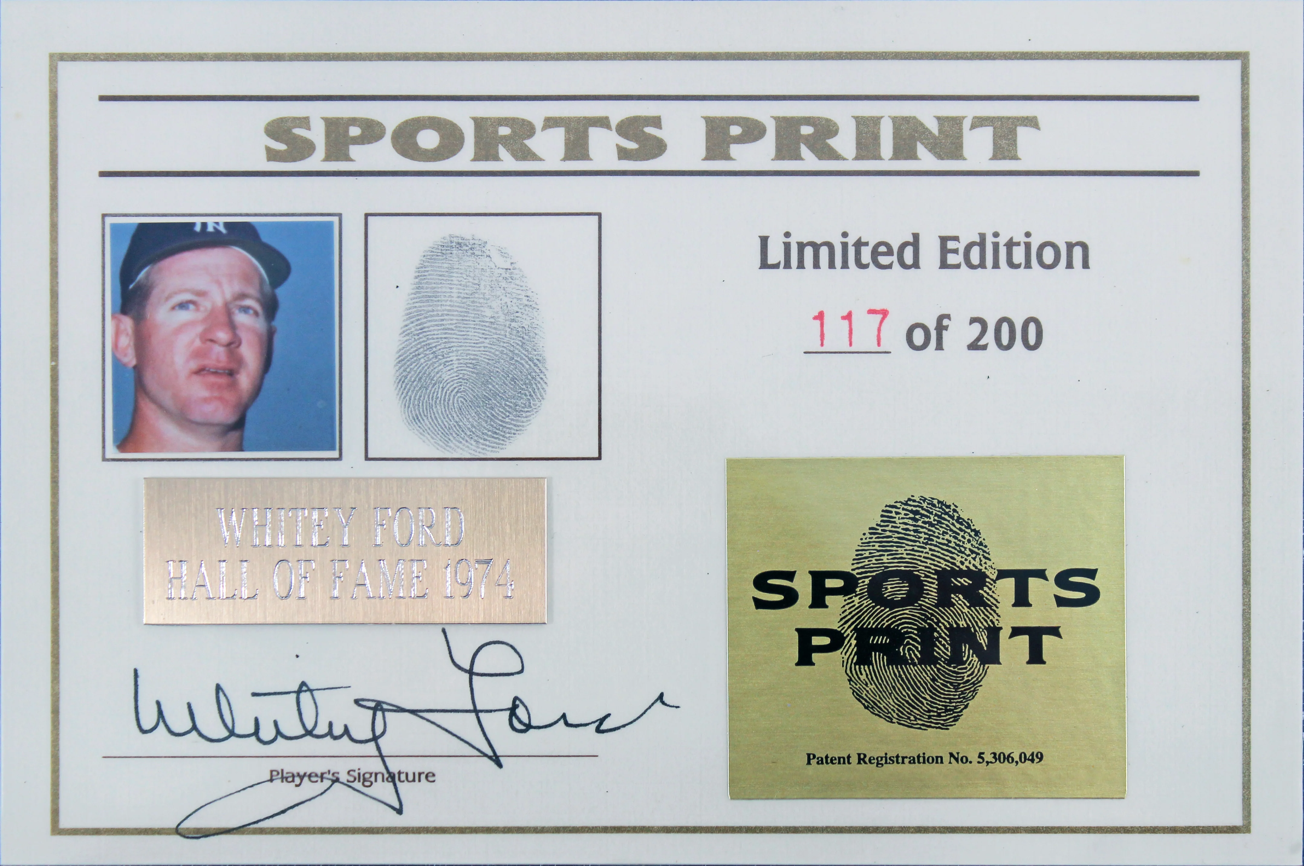 Yankees Whitey Ford Signed Thumbprint Baseball LE #'d/200 w/ Display Case BAS - Image 4