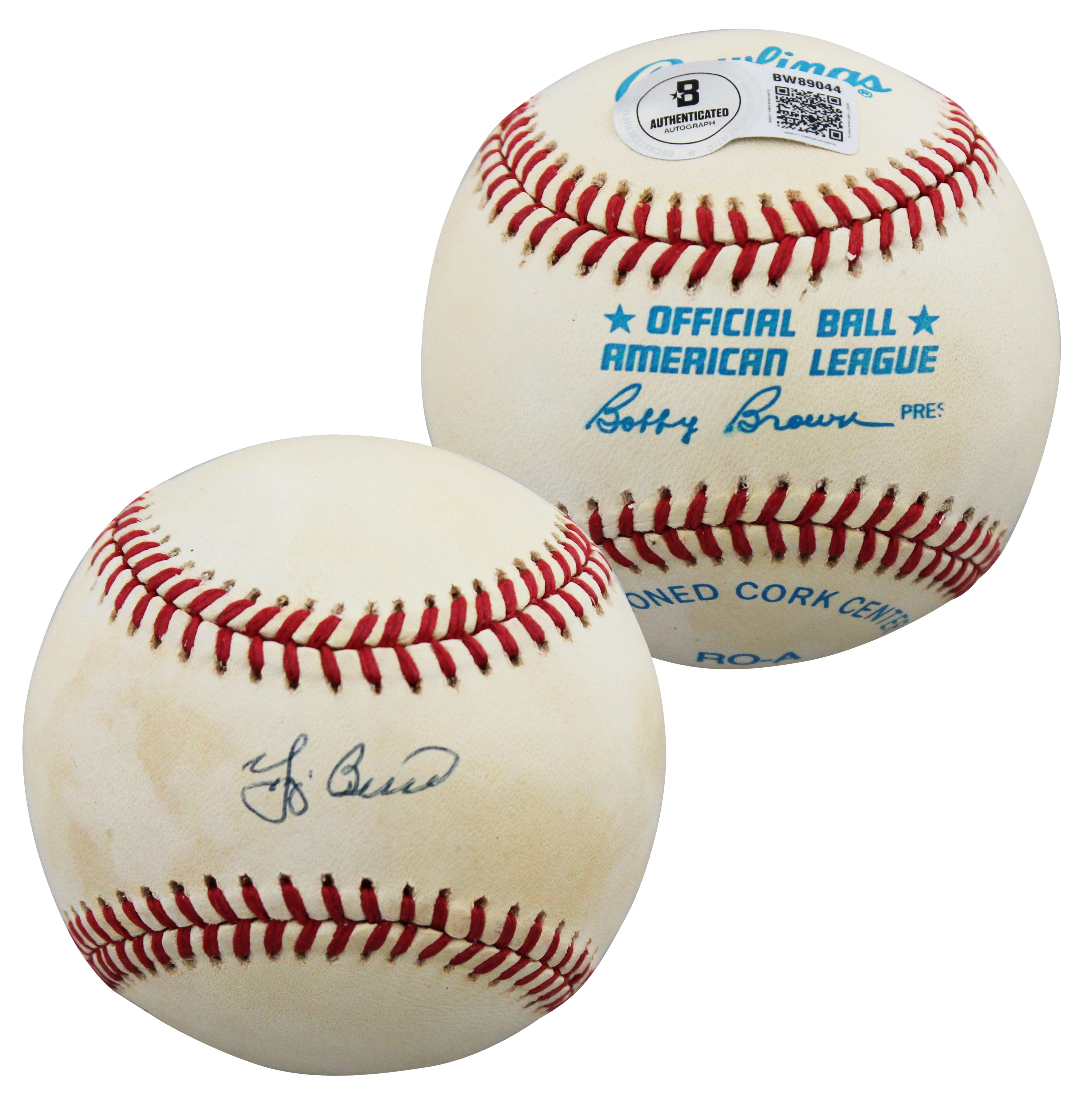 Yankees Yogi Berra Authentic Signed Bobby Brown OAL Baseball BAS #BW89044 - Image 2