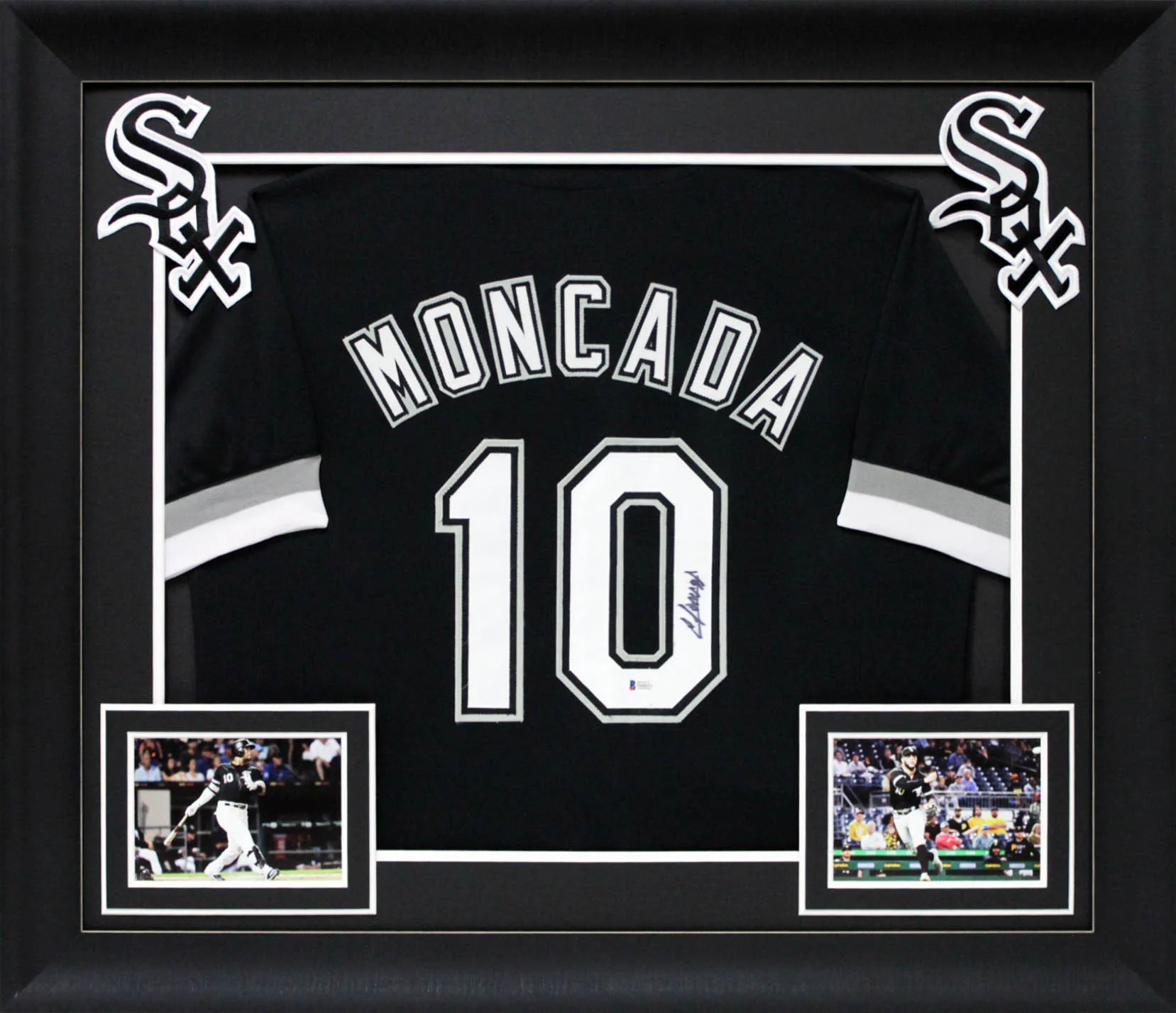 Yoan Moncada Authentic Signed Black Pro Style Framed Jersey Autographed BAS - Image 2