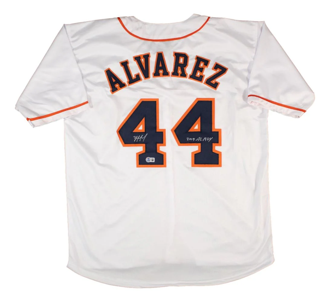 Yordan Alvarez Houston Signed White Baseball Jersey 2019 AL ROY BAS