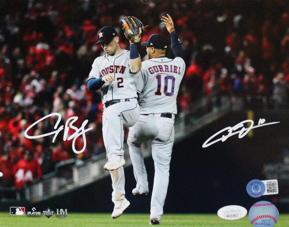 Yuli Gurriel/Alex Bregman Signed Astros 8x10 Celebration Photo-JSAW/BeckettWHolo - Image 5